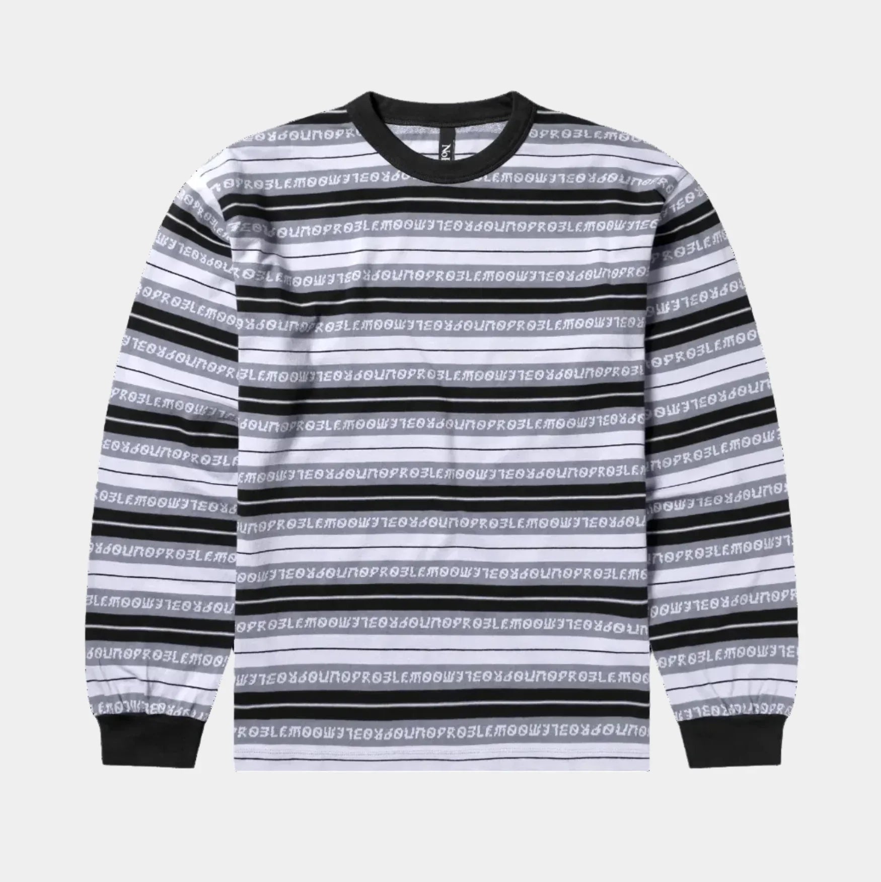 No Problemo Jacquard Stripe LS Tee - Black - Never Never