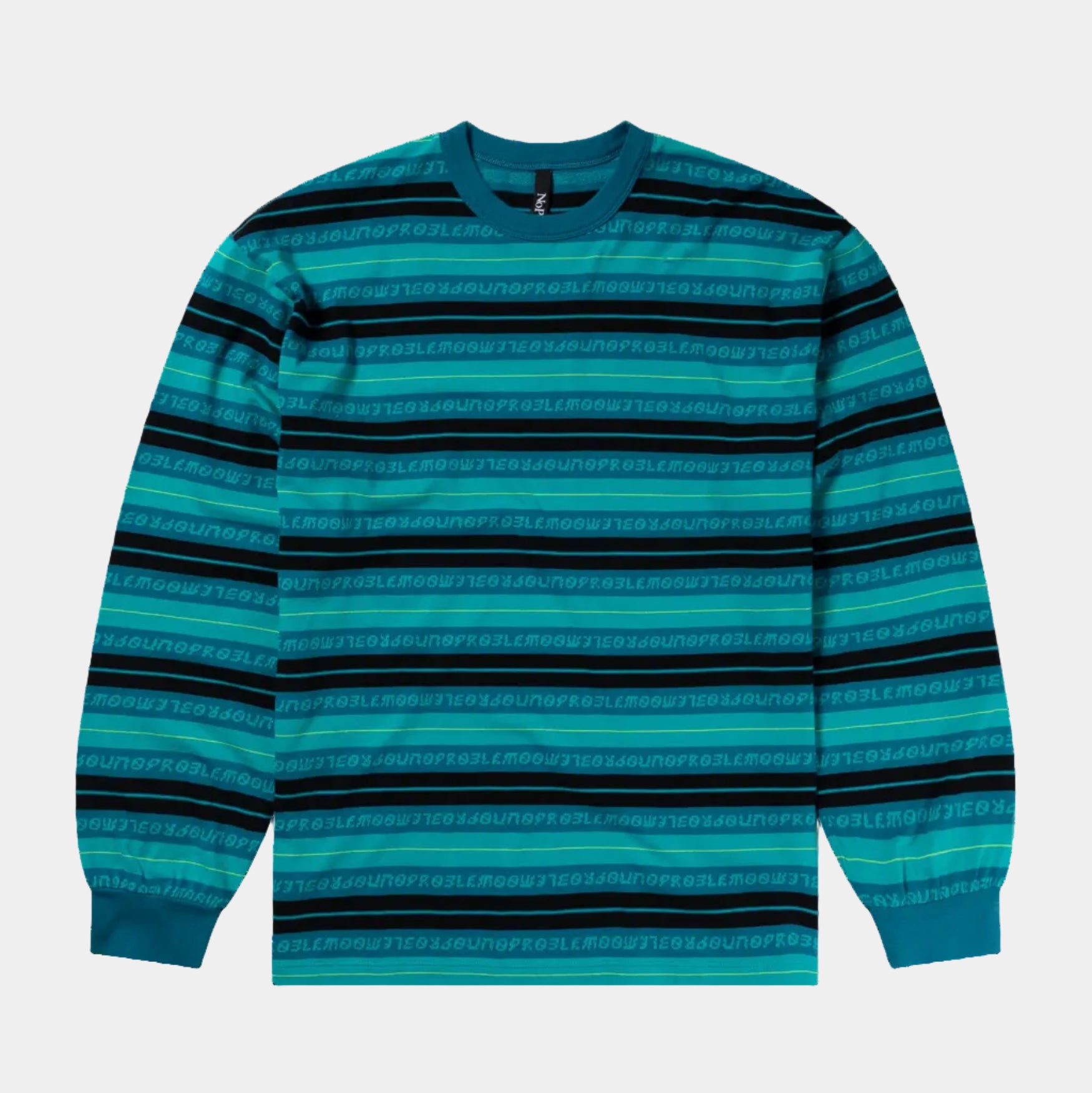 No Problemo Jacquard Stripe LS Tee - Aqua
