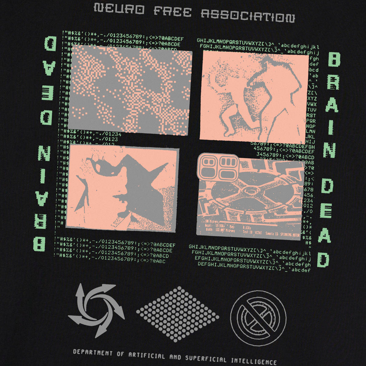 Brain Dead Alien Neuro Free Association T-Shirt - Washed Black