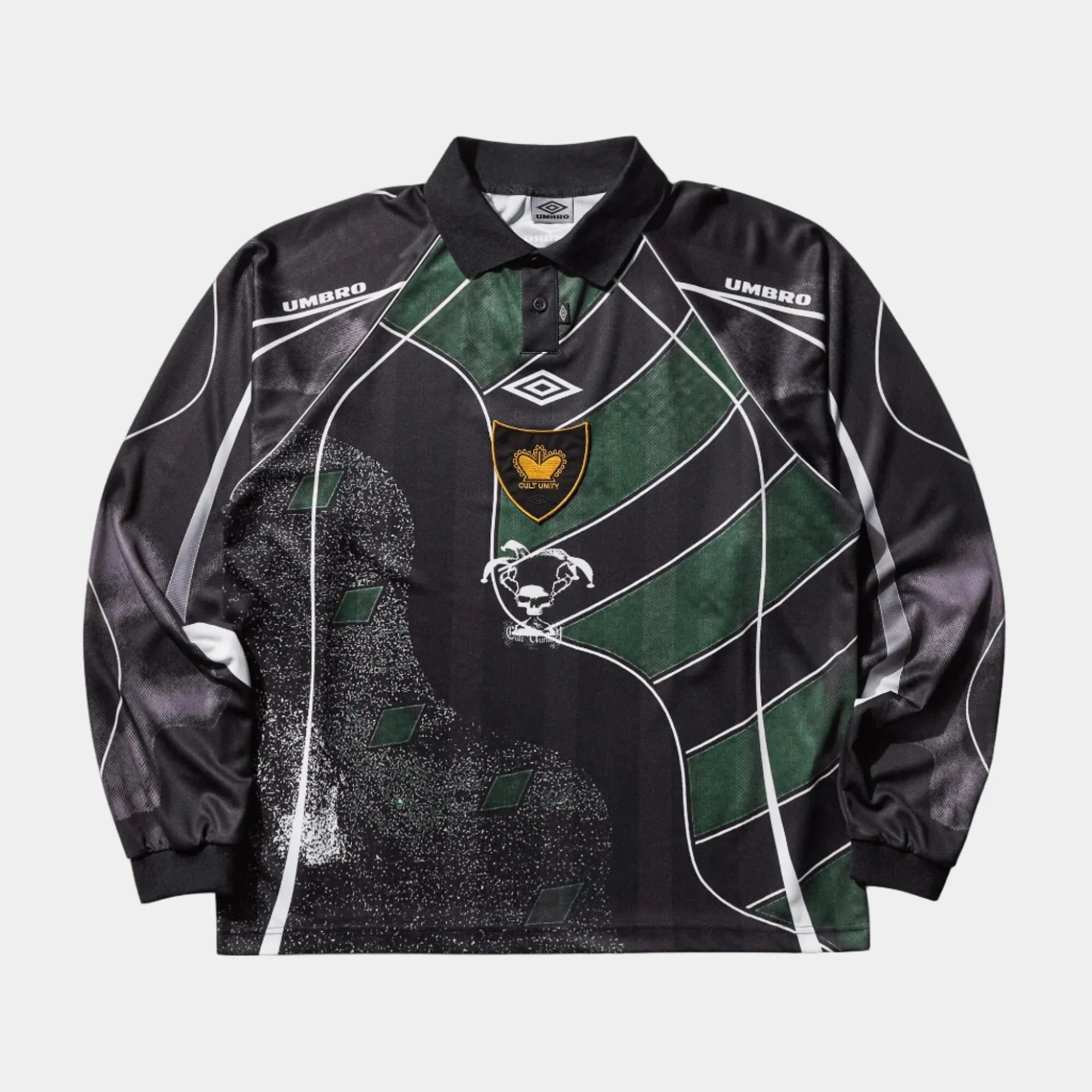 Umbro By Slam Jam 95 96 Long Sleeve Polo - Dark Green Black