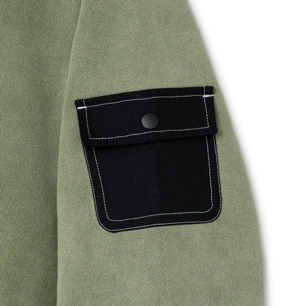 BoTT Washed Cargo Pocket Zip Hoodie - Olive