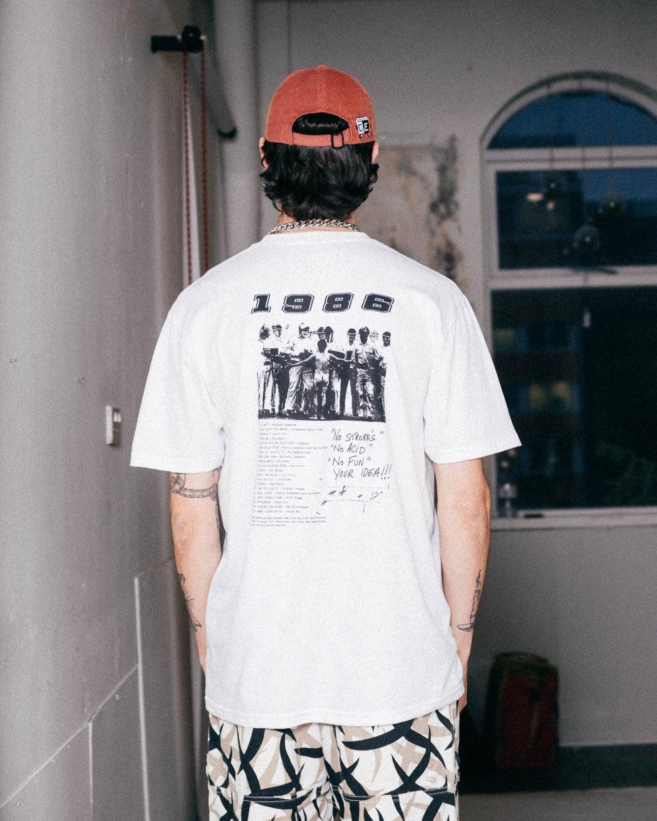 Boy's Own 1986 No Strobes Tee - White - Never Never