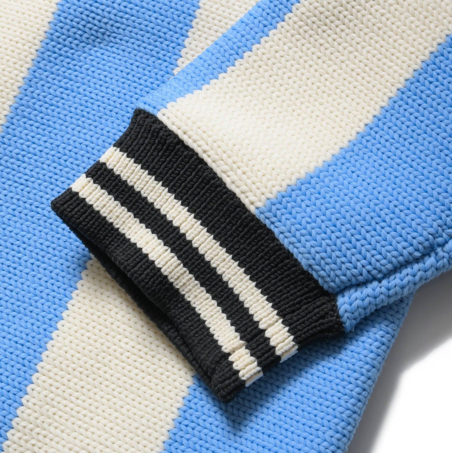 F.C.Real Bristol Stripe Knit Shirt - Light Blue