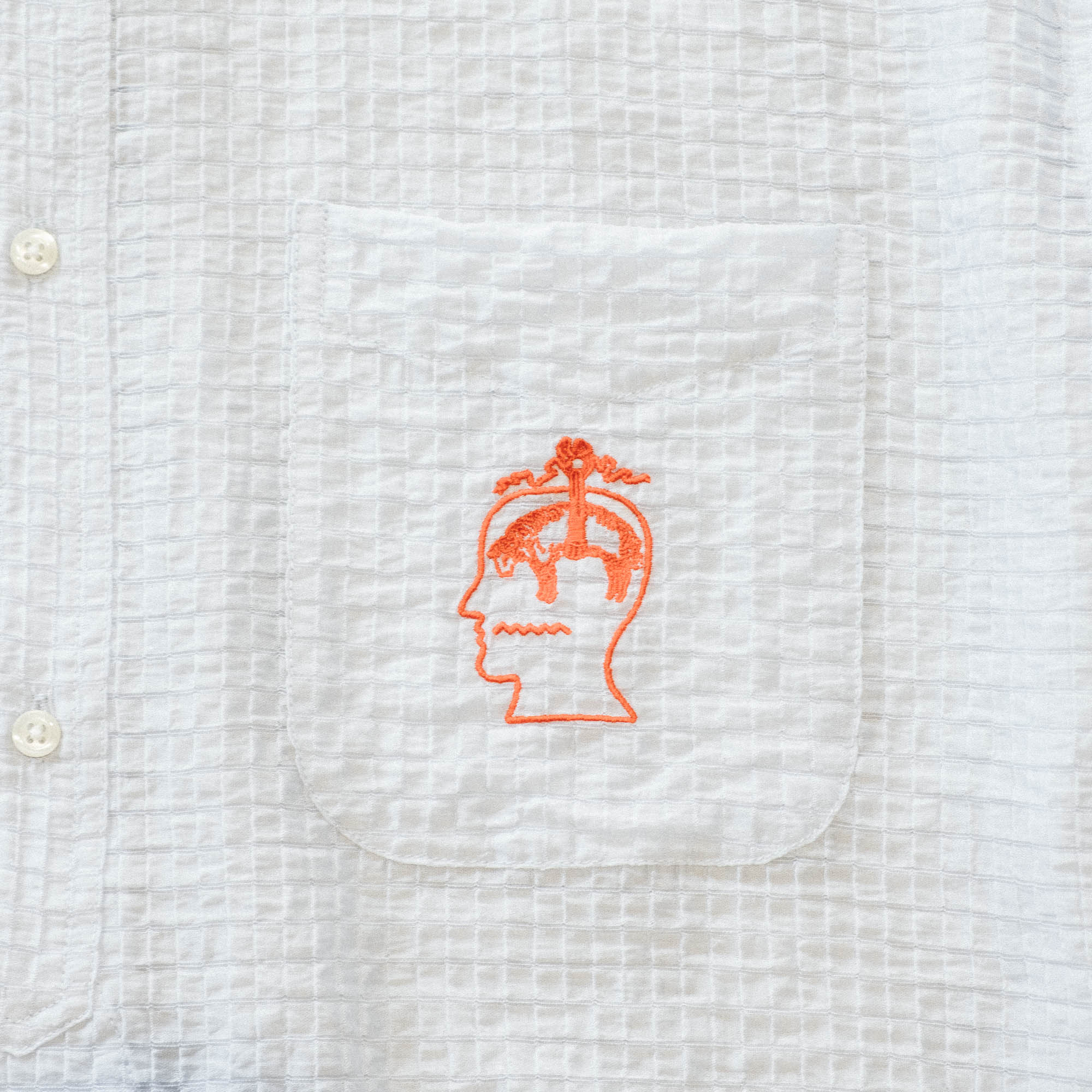 Brain Dead x Brooks Brothers Half Placket Oxford Button Up Shirt - Ice