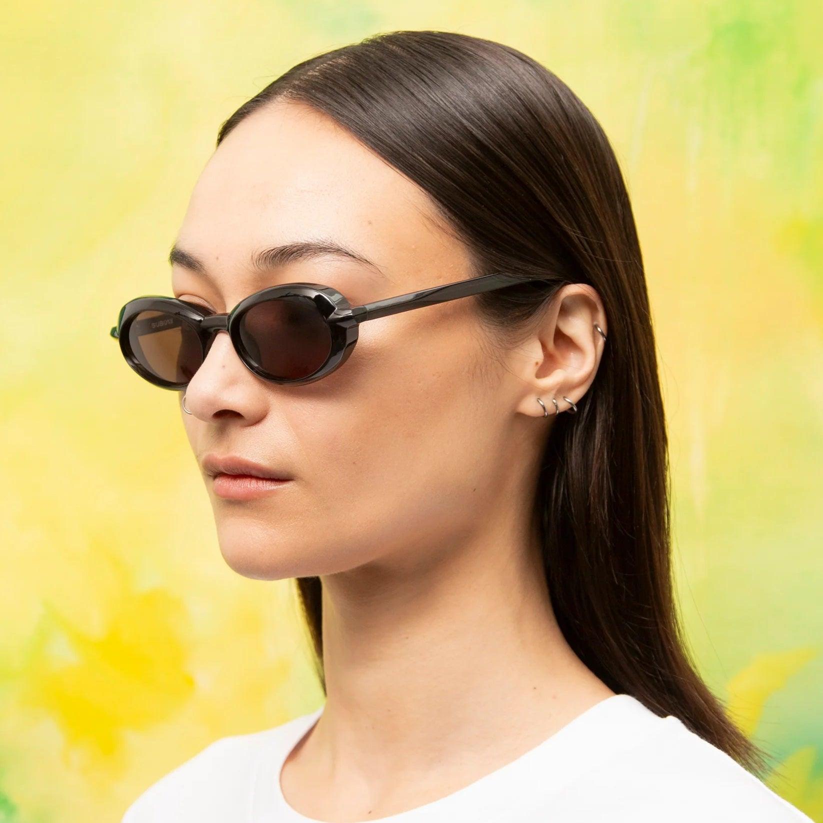 Sub Sun SUB013 Sunglasses - Transparent Black/Green - Never Never