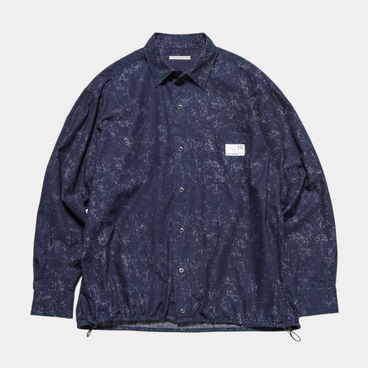 Uniform Experiment Indigo Print Drawcord Shirt - Navy - Never Never