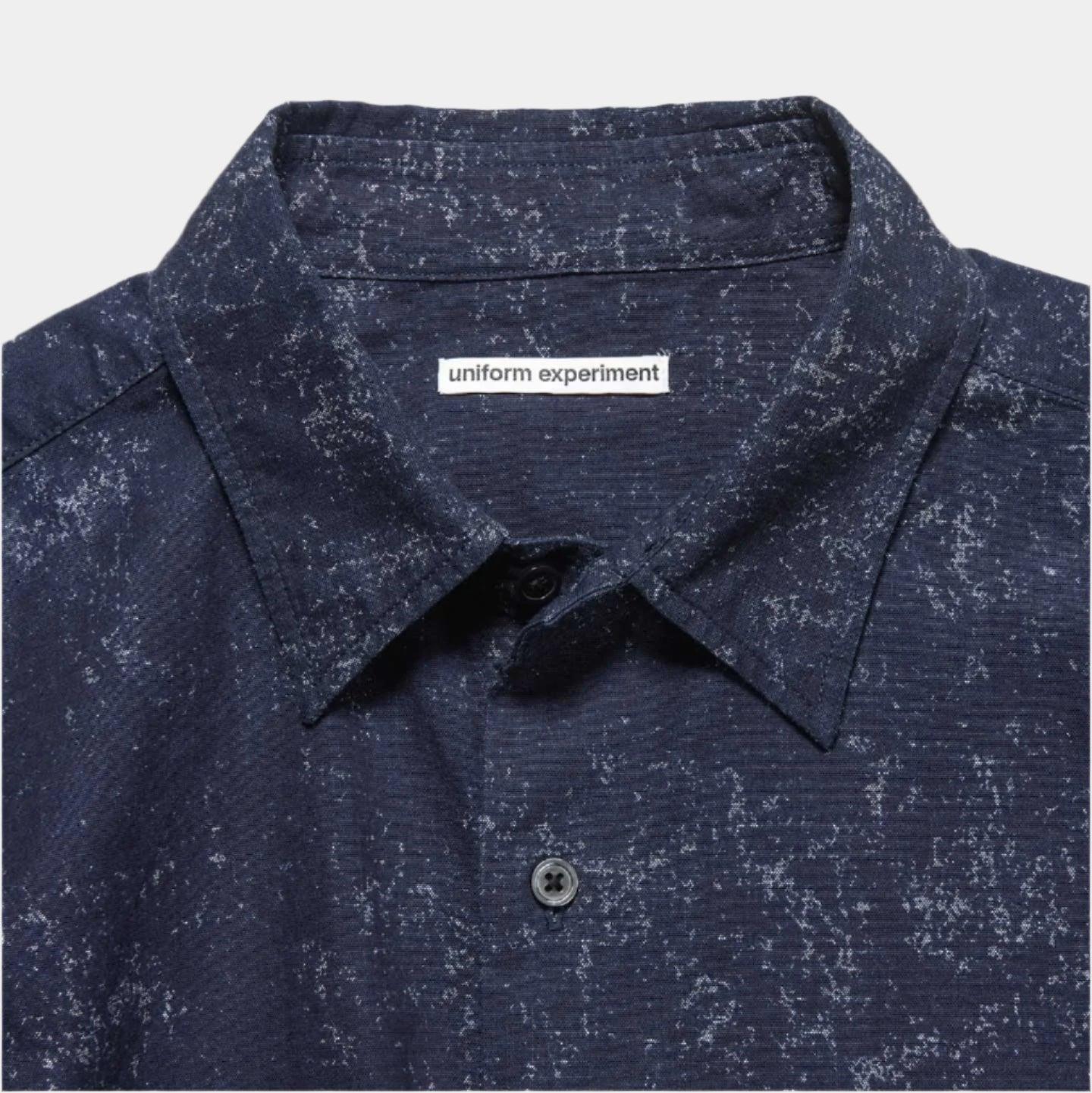 Uniform Experiment Indigo Print Drawcord Shirt - Navy - Never Never