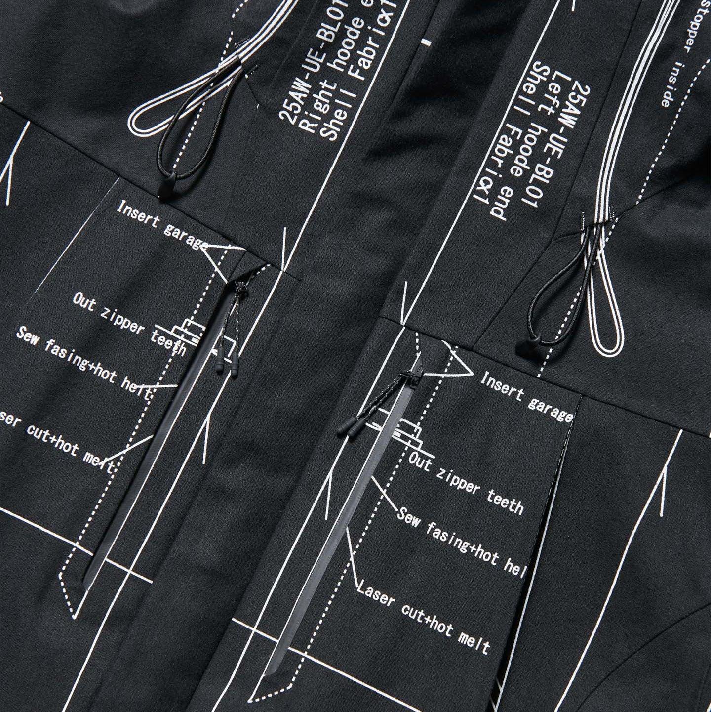 Uniform Experiment Map Out 3 Layer Mountain Parka - Black - Never Never