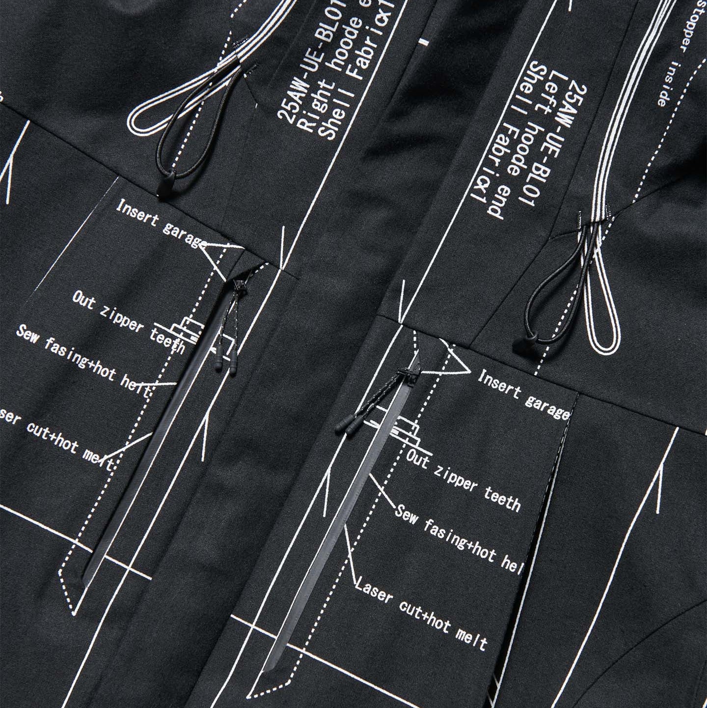 Uniform Experiment Map Out 3 Layer Mountain Parka - Black