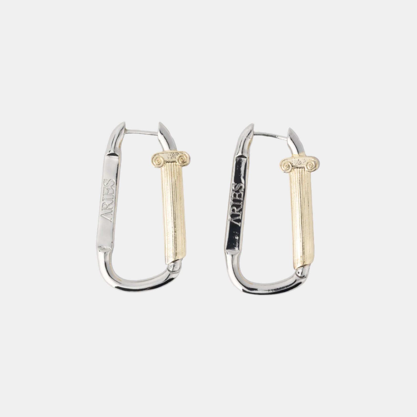 Aries Mini Column Carabiner Earrings - Sivler/Gold