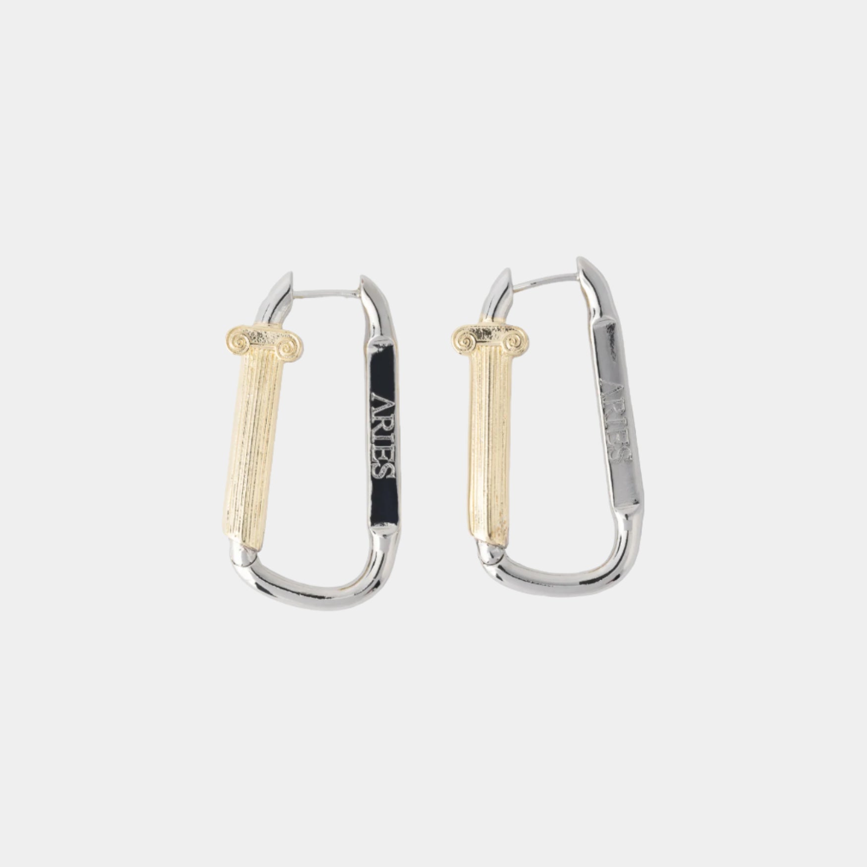 Aries Mini Column Carabiner Earrings - Sivler/Gold