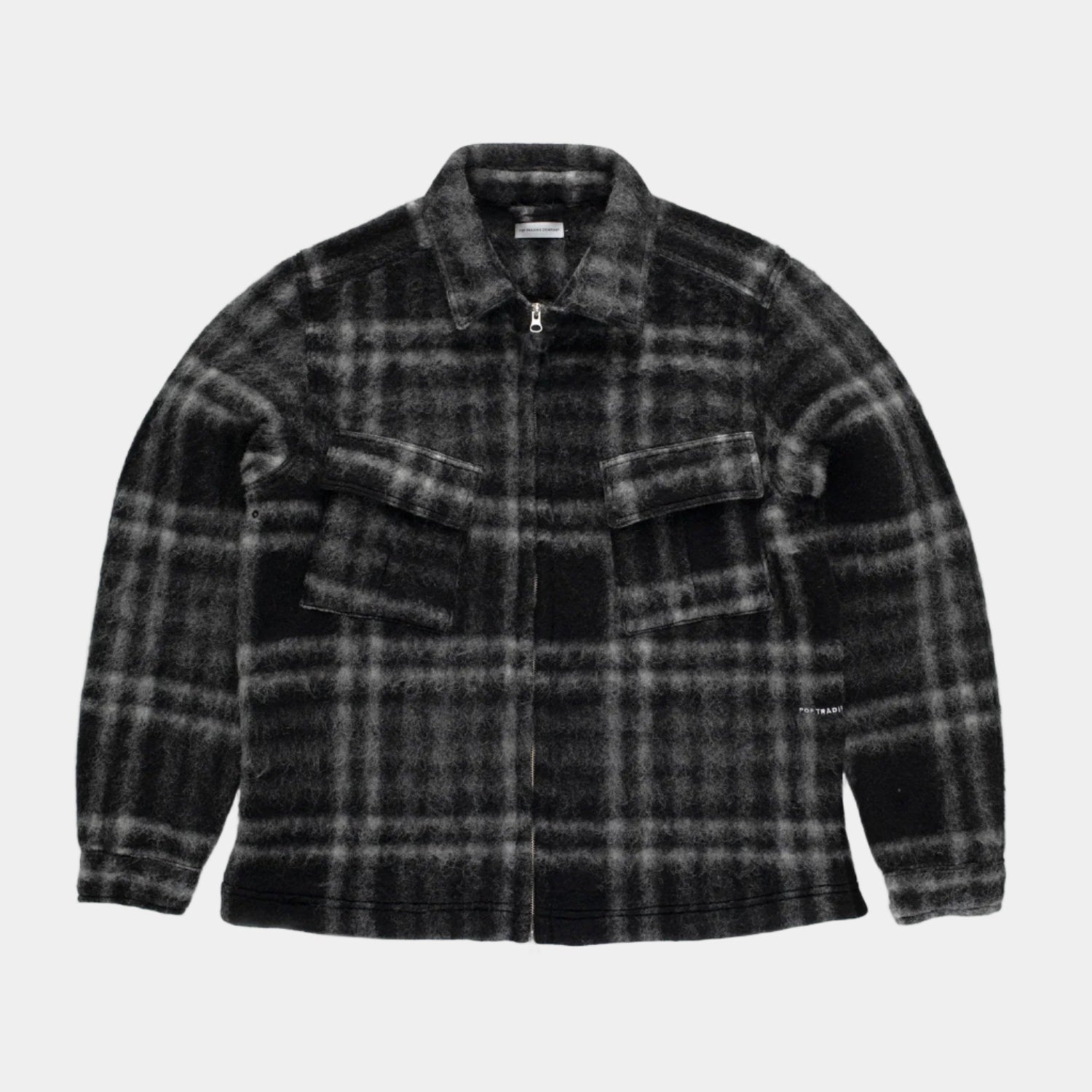 Pop Trading Company Checked Wool Shirt Jacket - Black/Charcoal