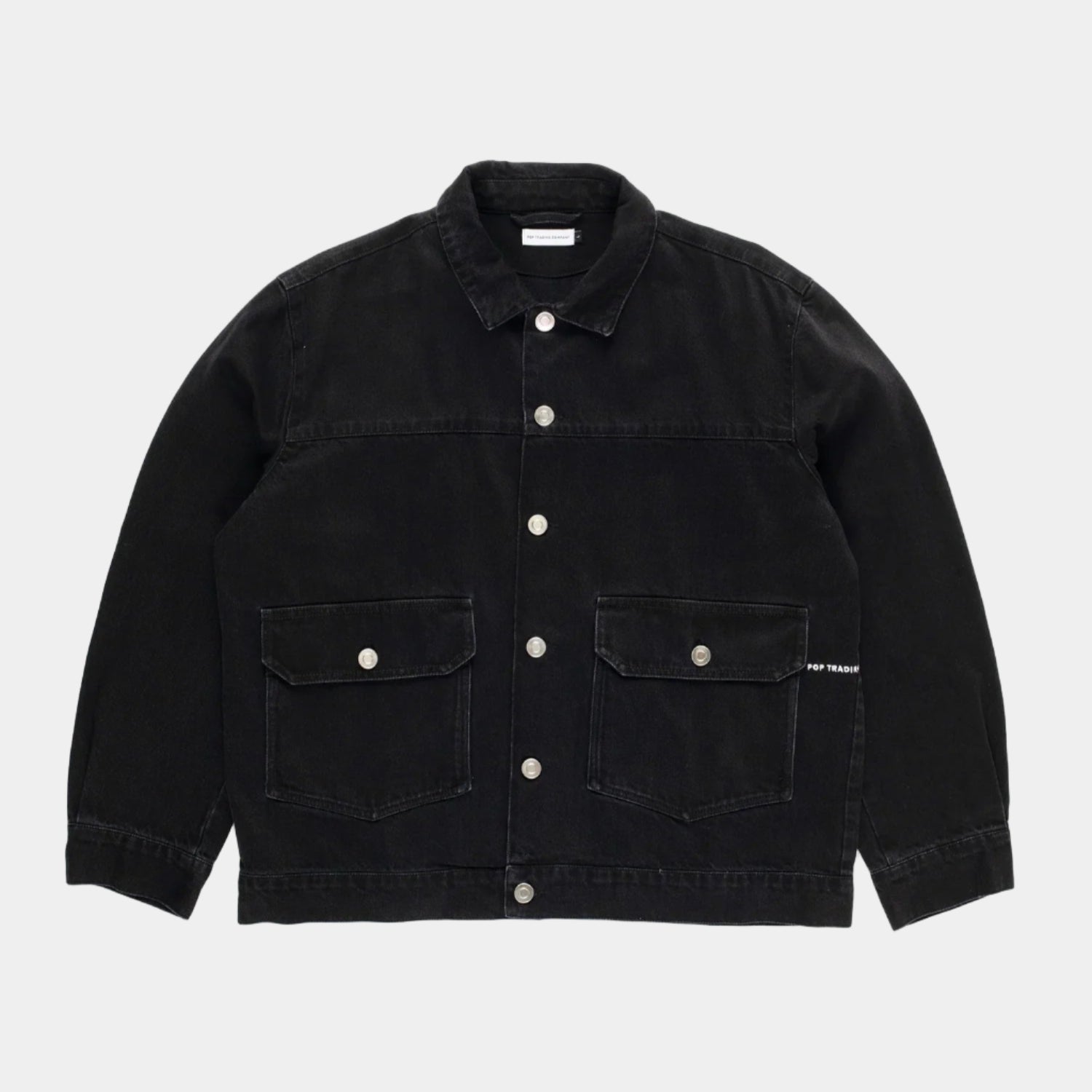 Pop Trading Company Full Button Denim Jacket - Black