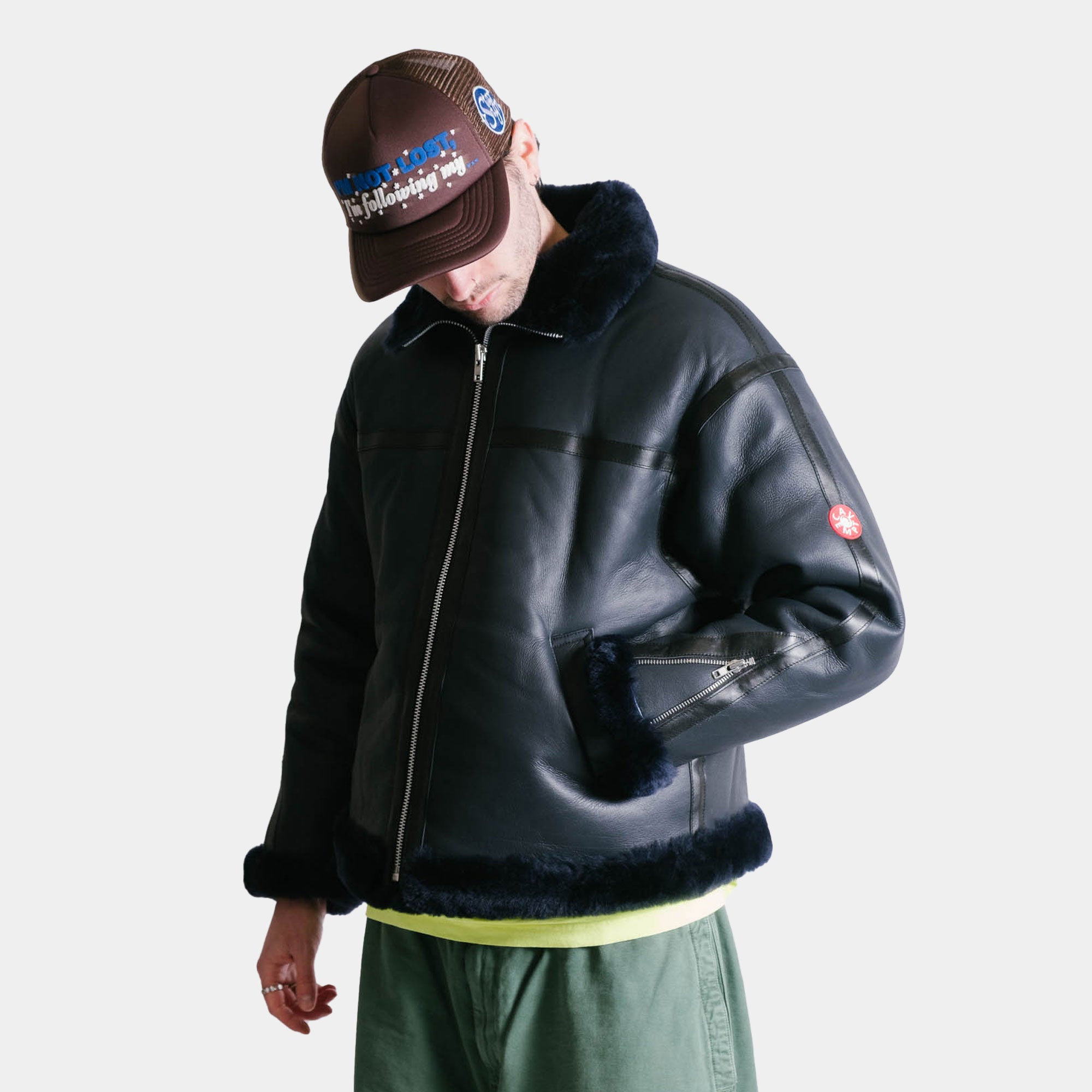 Cav Empt Sheepskin Bomber Jacket - Navy