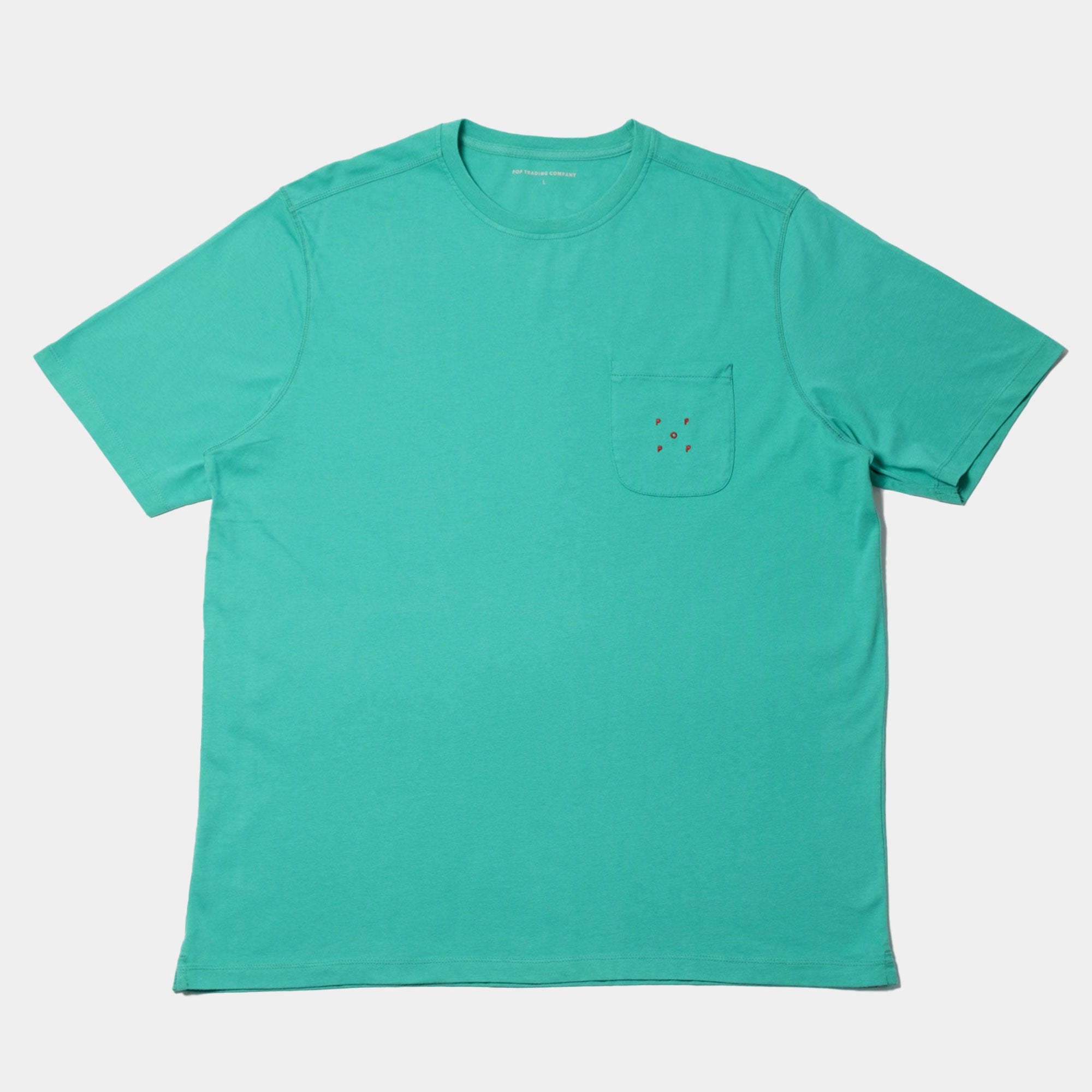 Pop Trading Company Pocket T-Shirt - Peacock Green/Rio Red