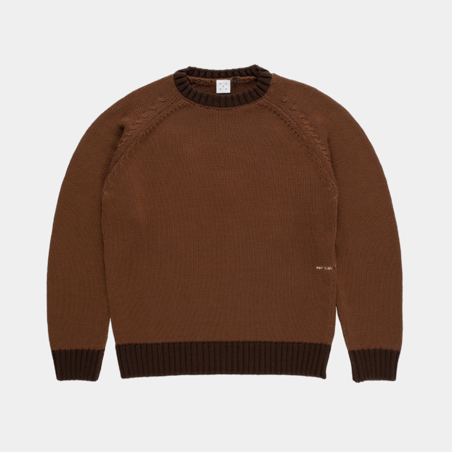 Pop Trading Company Knitted Logo Crewneck Sweater - Bison