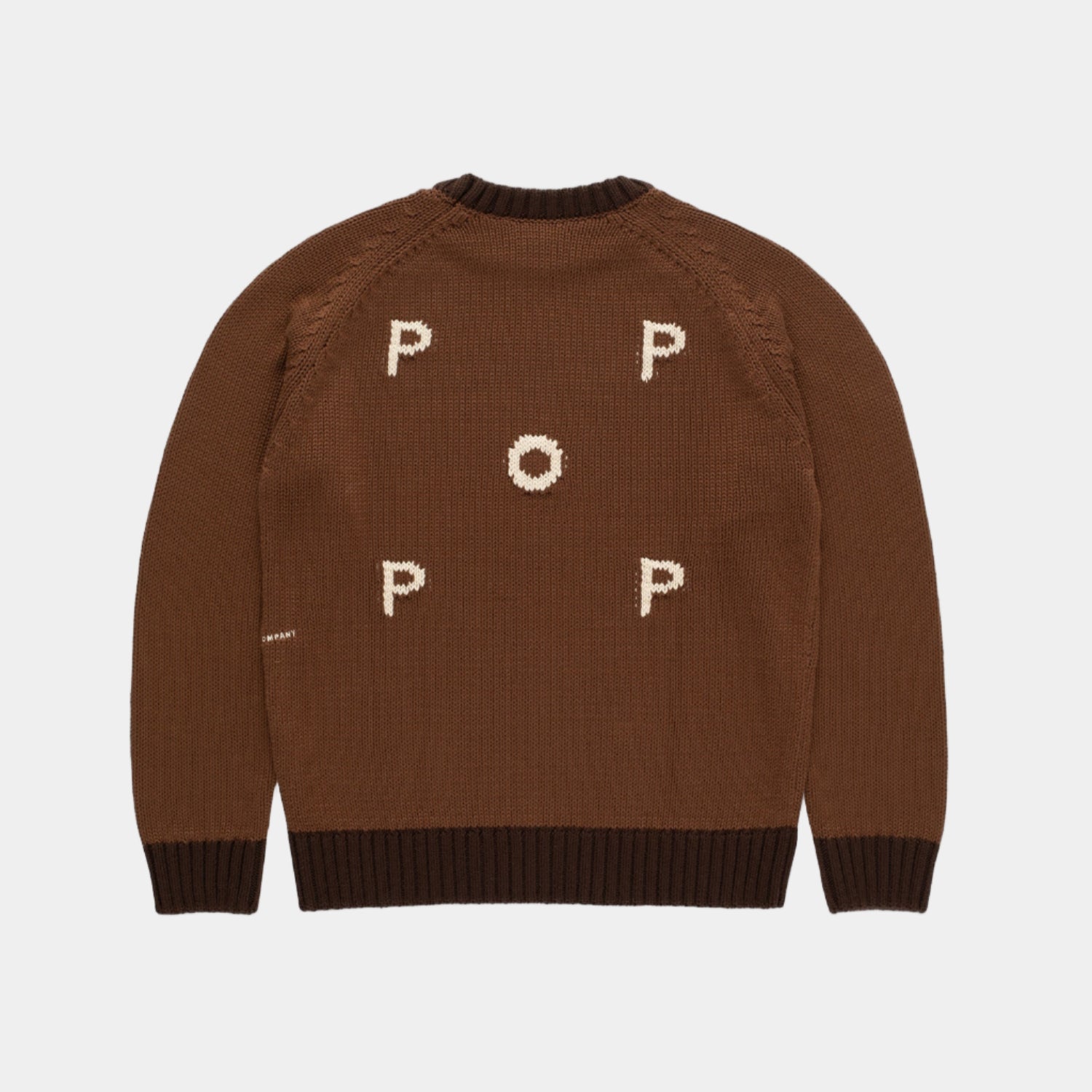 Pop Trading Company Knitted Logo Crewneck Sweater - Bison