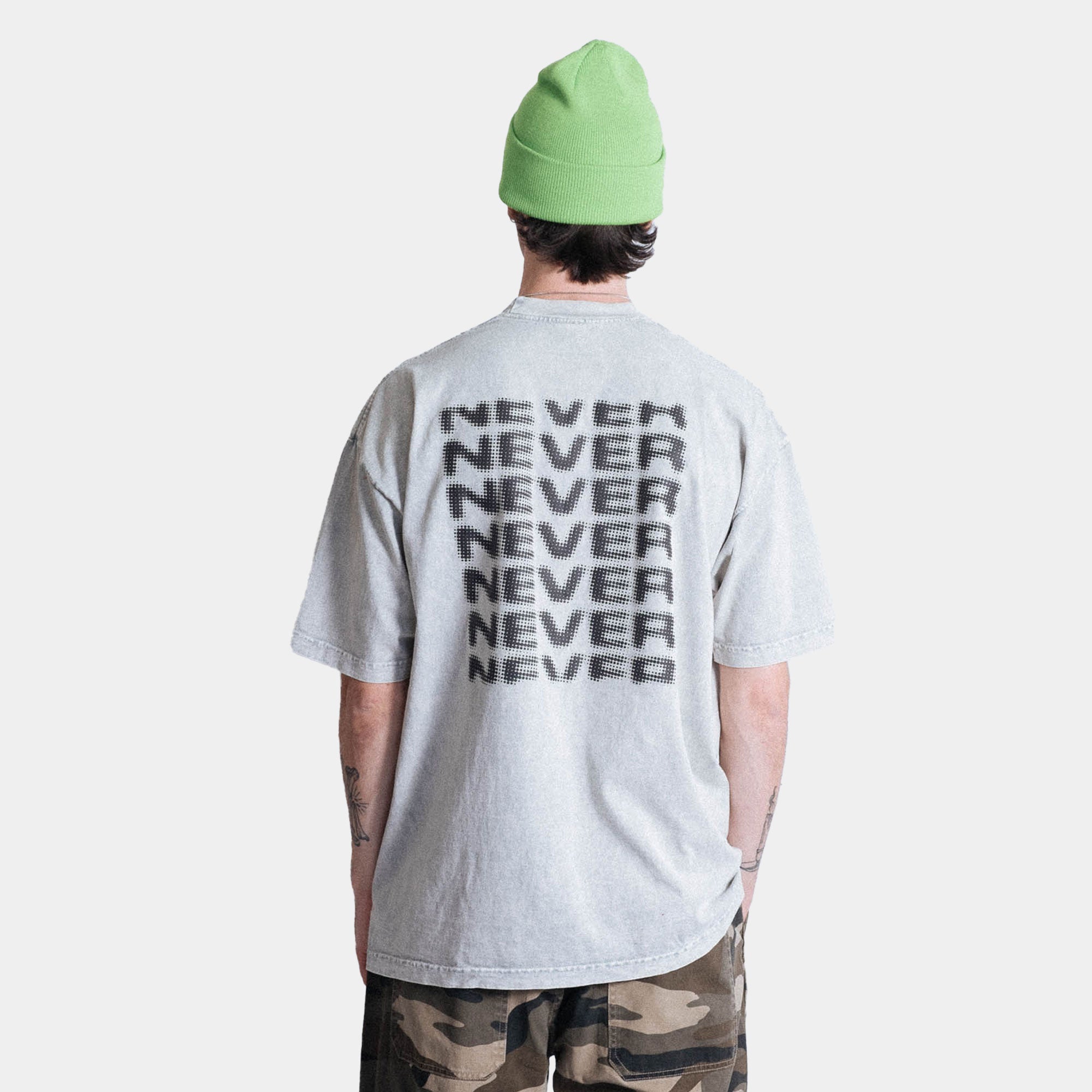 Never Never Halftone Stack Tee - Limestone