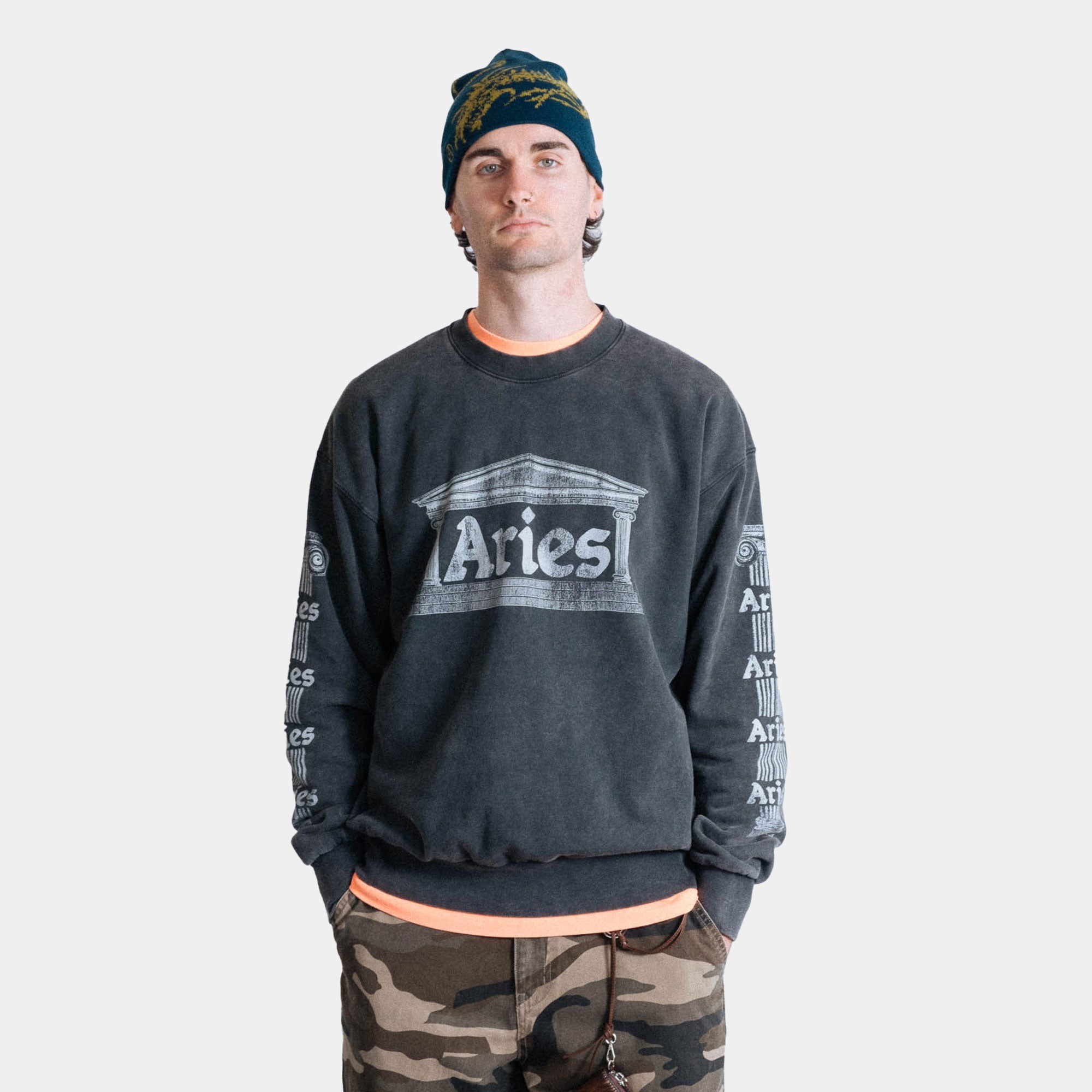 Aries Aged Ancient Column Sweat - Black