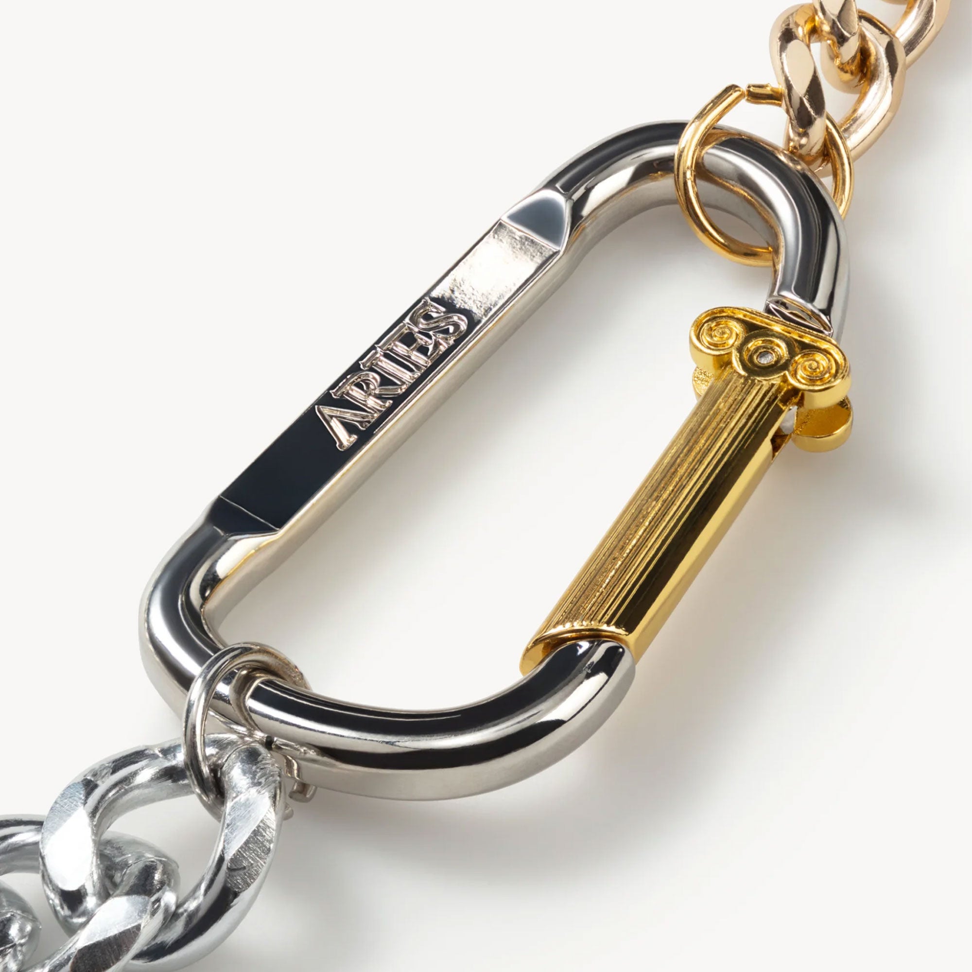 Aries Column Carabiner Necklace - Silver