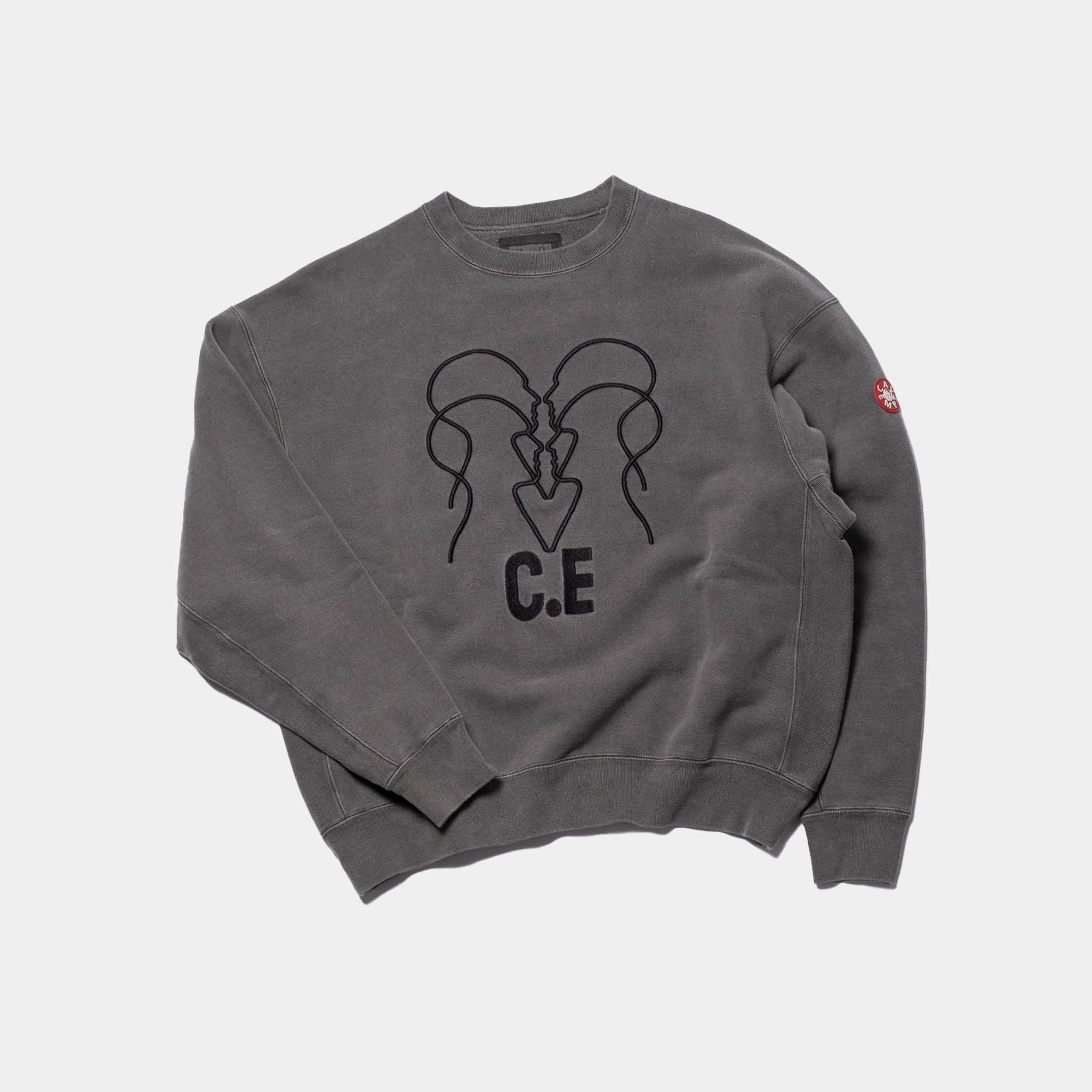 Cav Empt Overdye WB Heads x 4 C.E Crew Neck - Charcoal