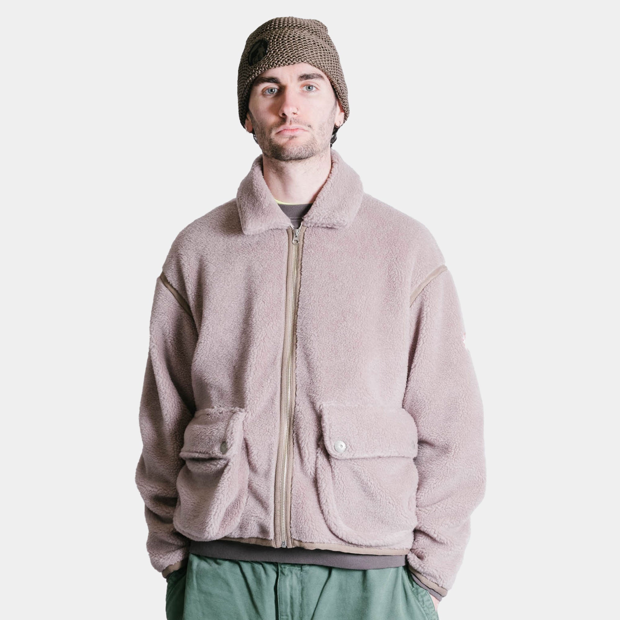 Cav Empt Collared Boa Zip Up - Khaki