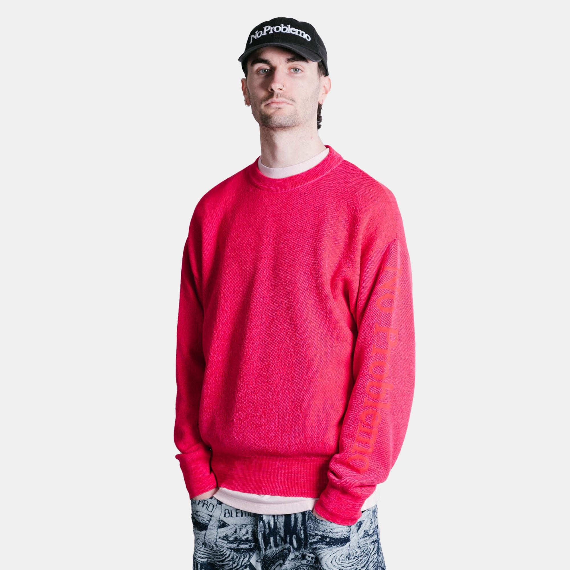 No Problemo Glitch Knit Crew Neck - Pink