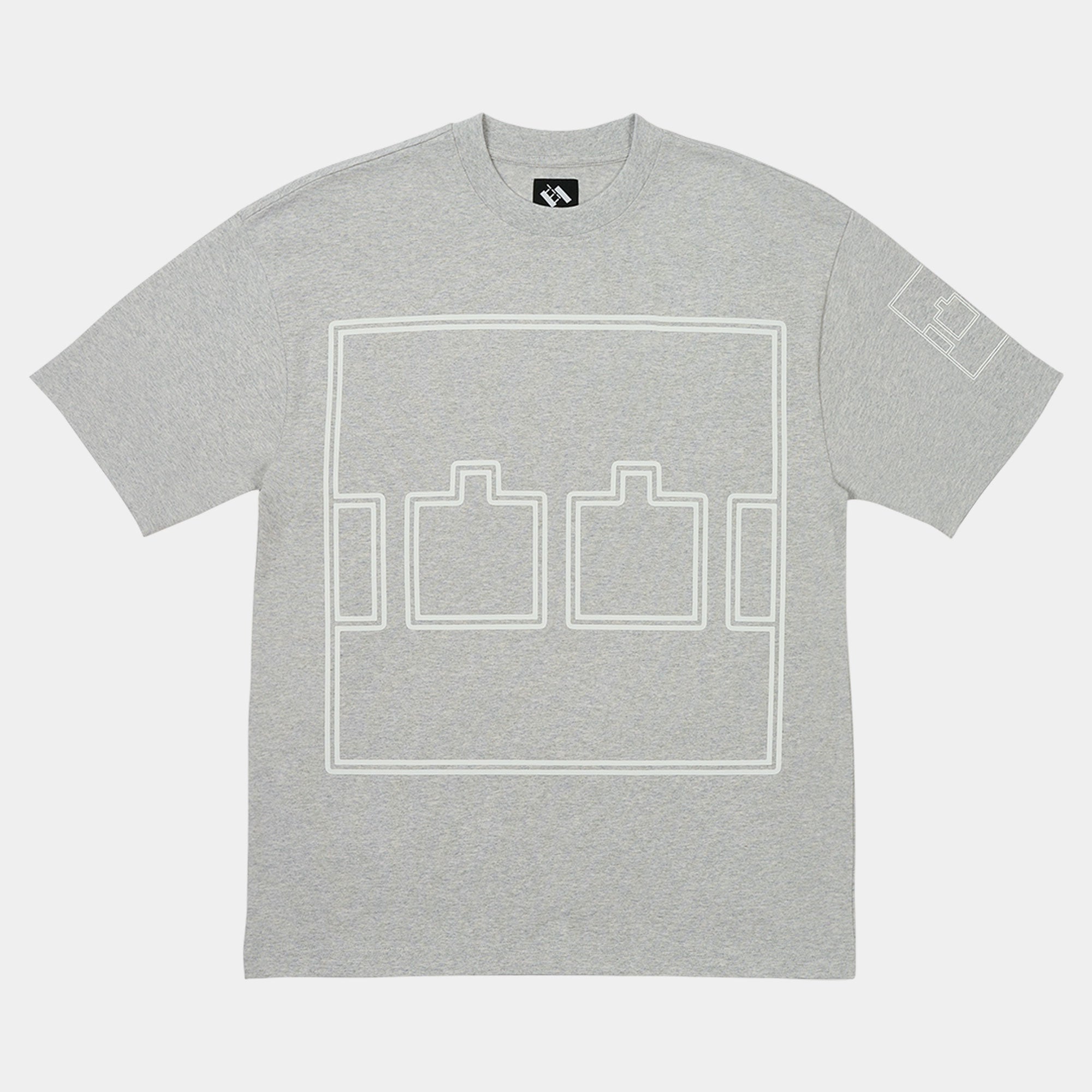 The Trilogy Tapes Logo Outline T-Shirt - Grey Marl