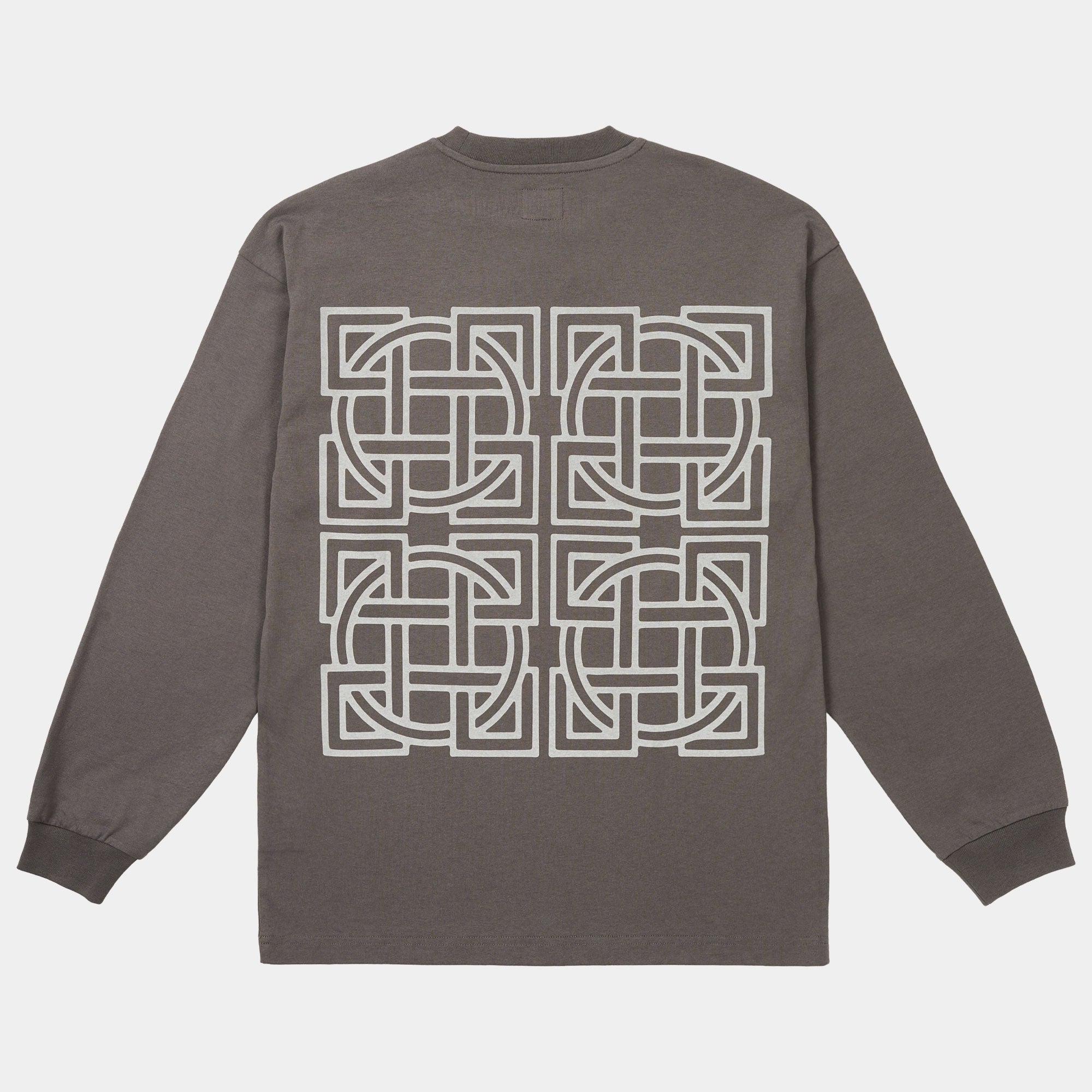 The Trilogy Tapes Cross Lattice LS T-Shirt - Charcoal