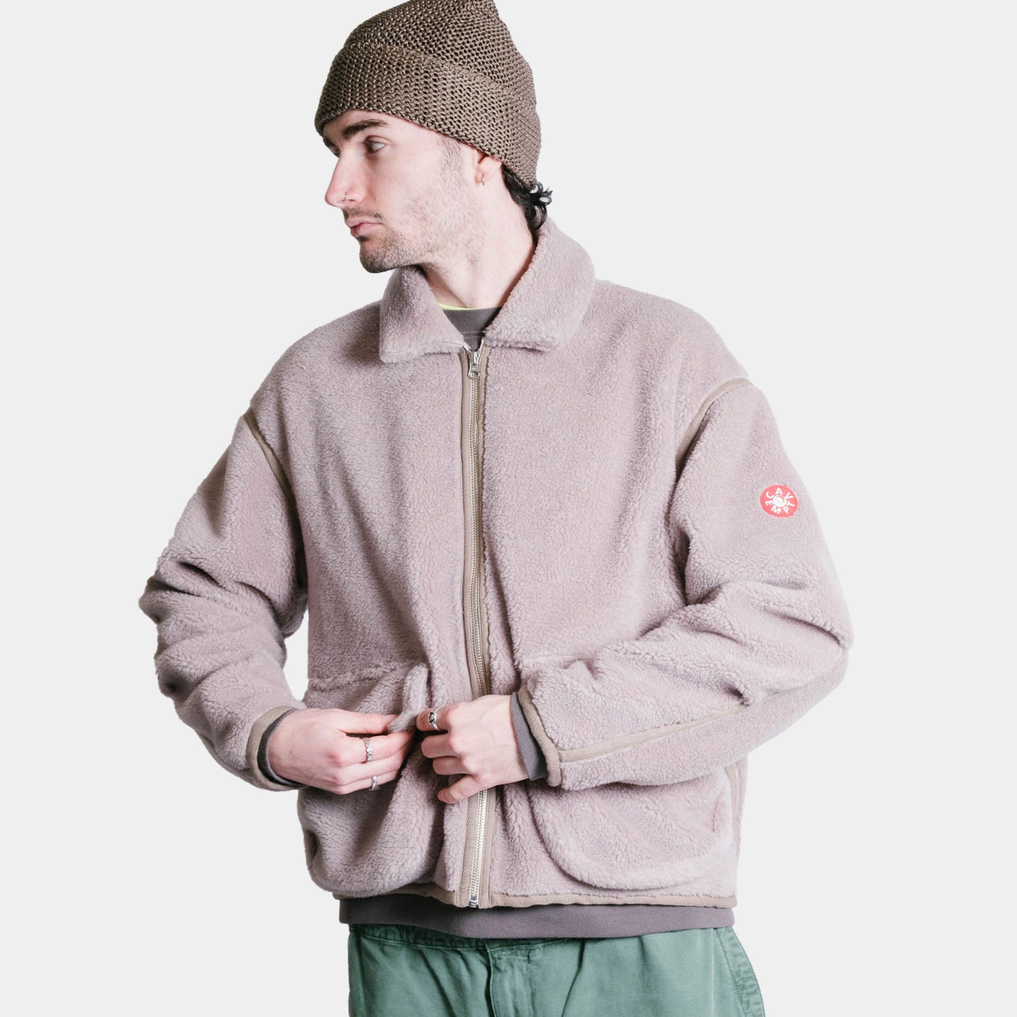 Cav Empt Collared Boa Zip Up - Khaki