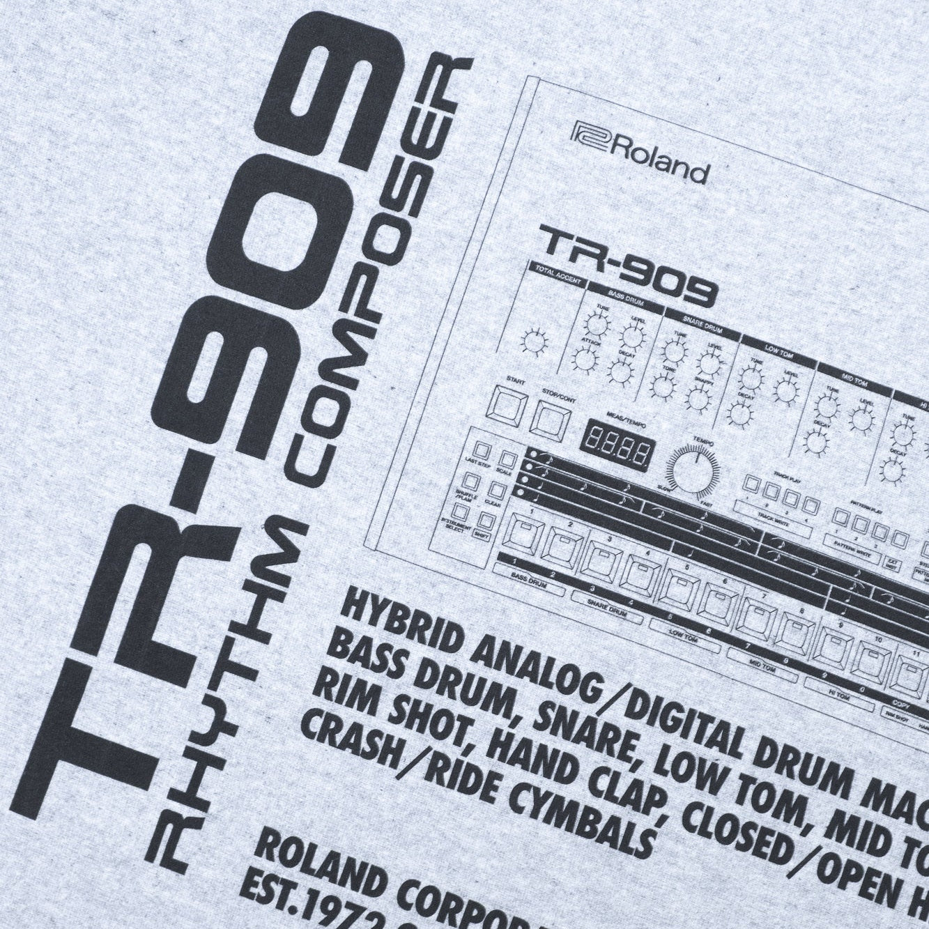 is-ness x Roland TR-909 Tee - Grey