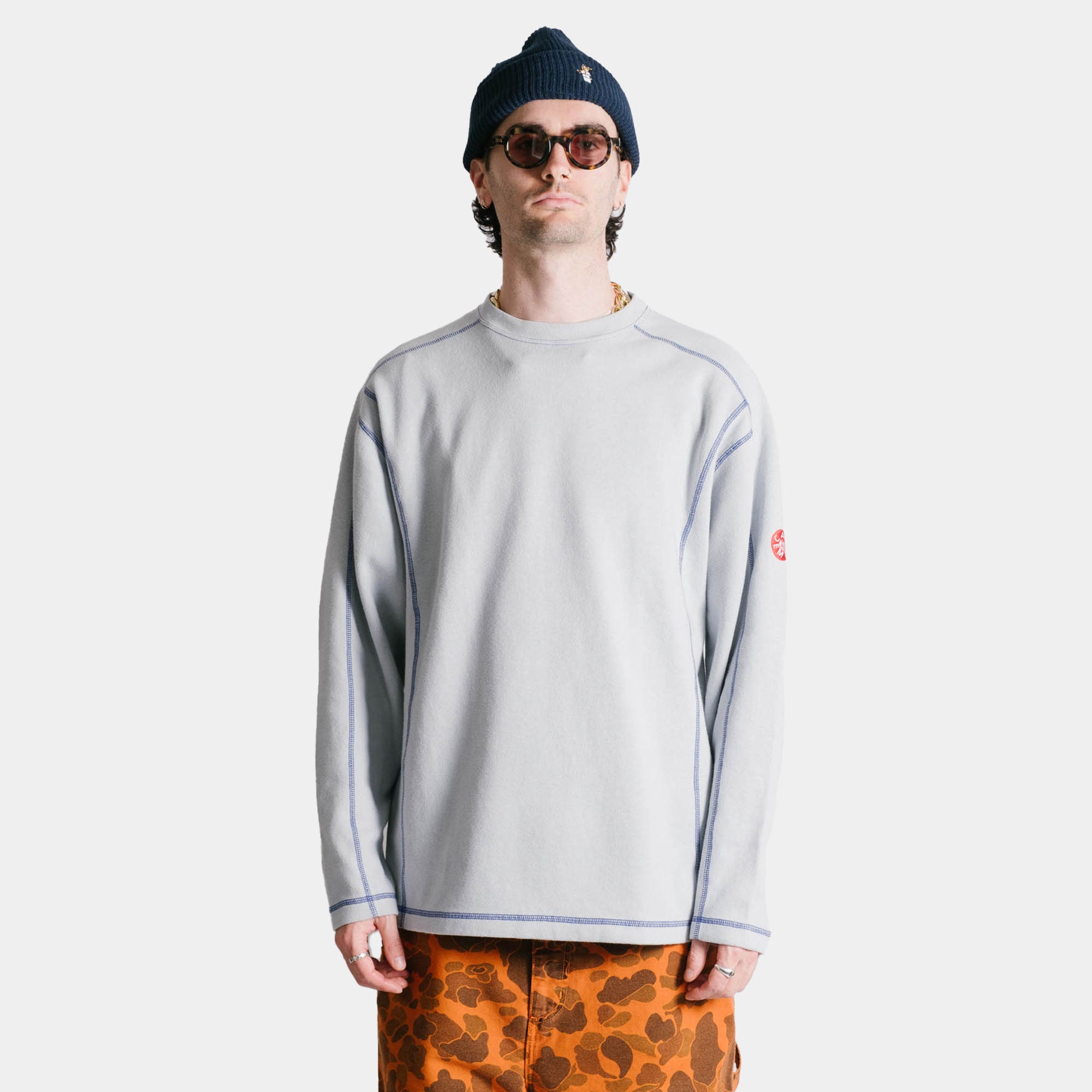 Cav Empt Crew Neck DBL Knit Long Sleeve - Grey