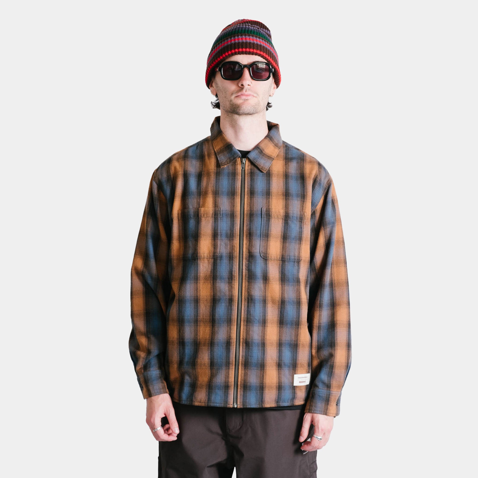 thisisneverthat GORETEX WINDSTOPPER Shaggy Check Shirt - Blue