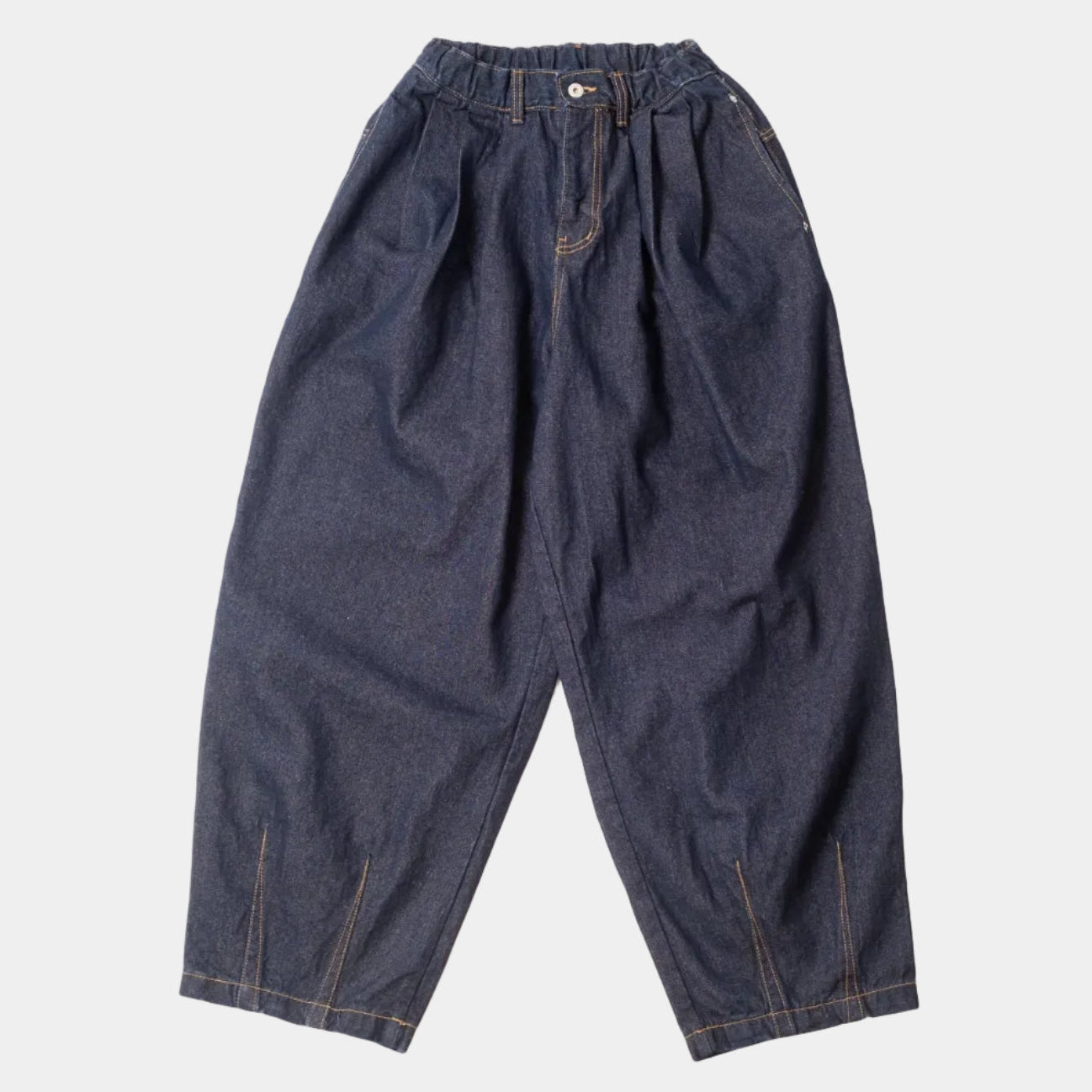 Anglan Rigid Indigo Denim Balloon Pants - Dark Blue