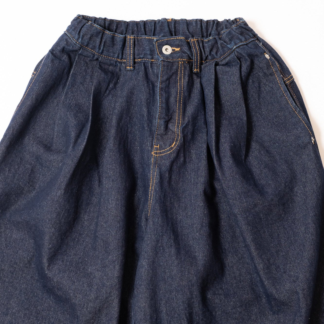 Anglan Rigid Indigo Denim Balloon Pants - Dark Blue