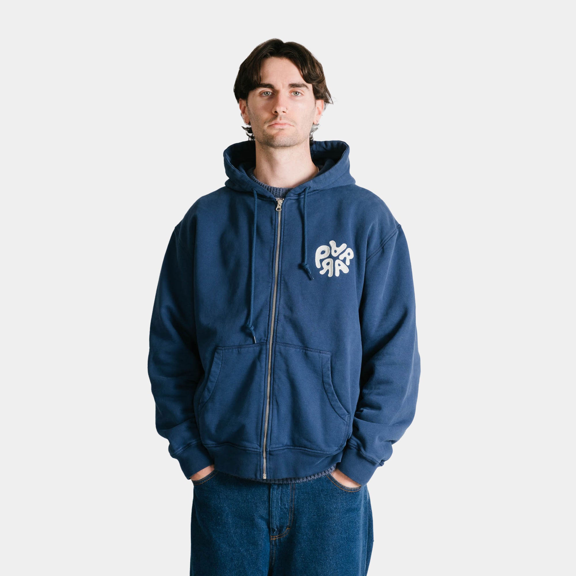 By Parra 1976 Logo Zip Hooded Sweatshirt - Blue