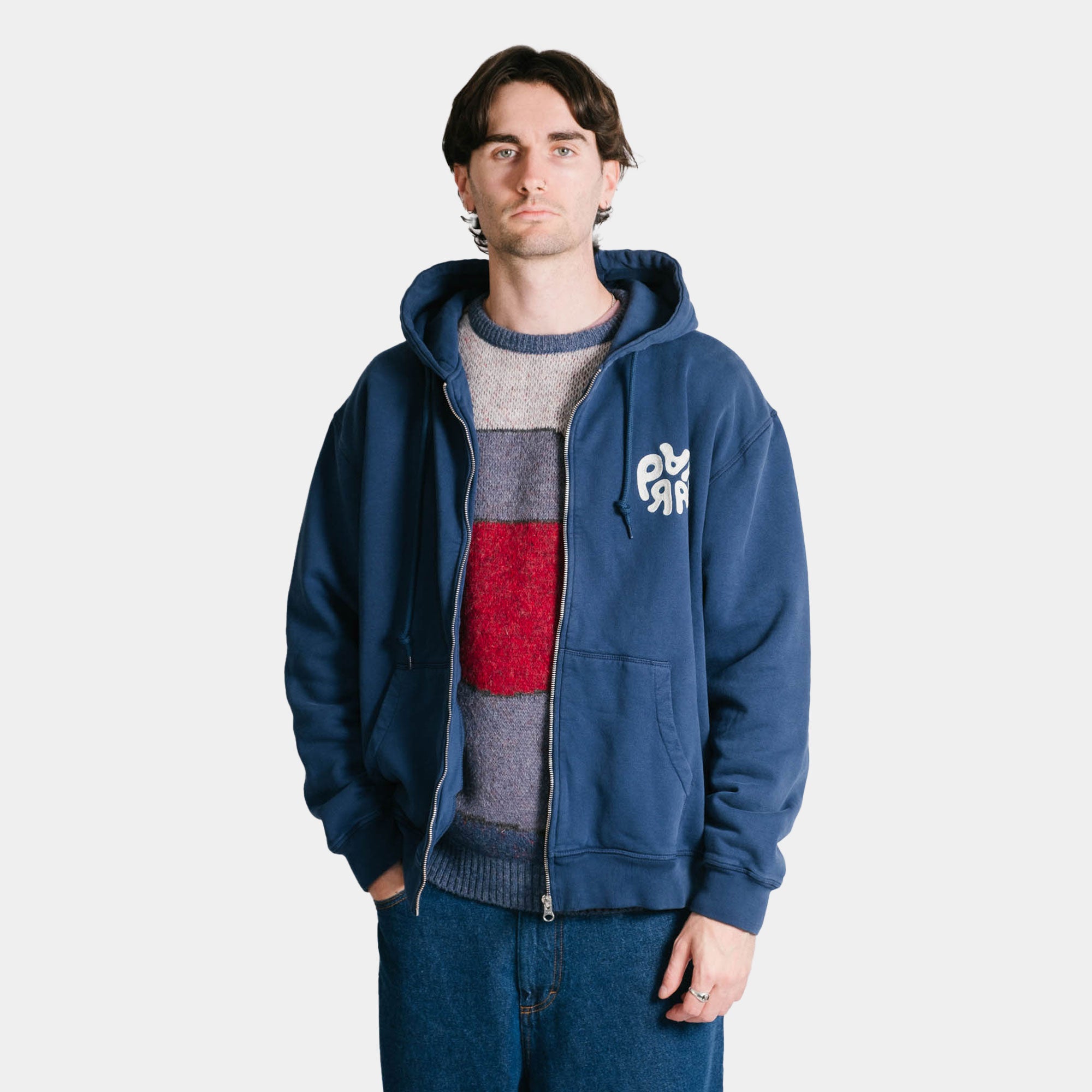 By Parra 1976 Logo Zip Hooded Sweatshirt - Blue