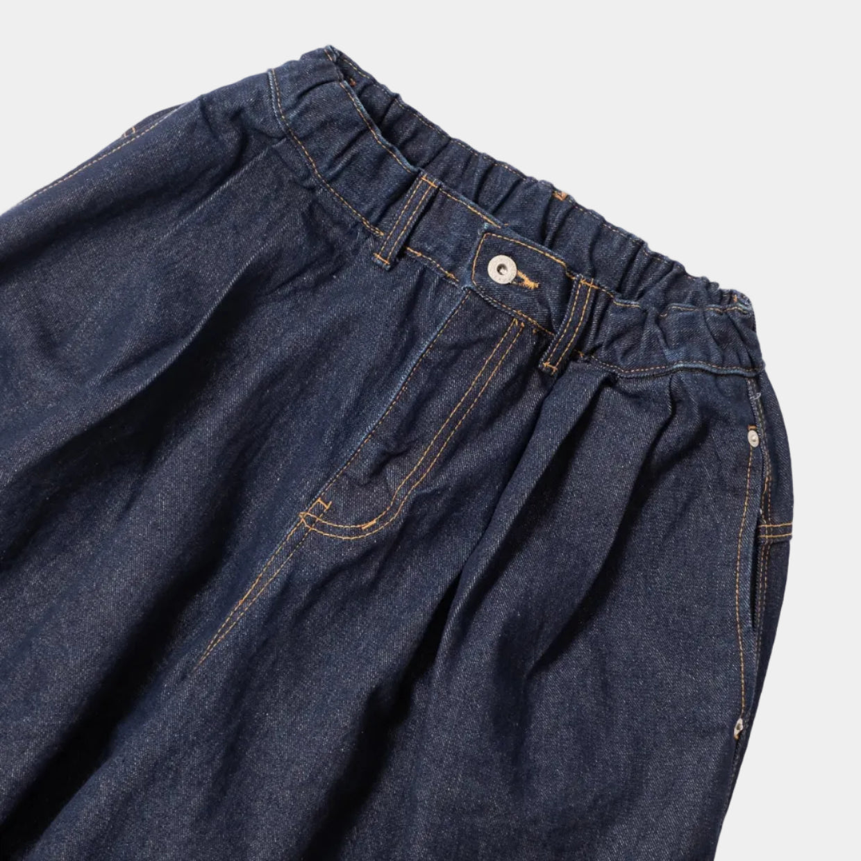 Anglan Rigid Indigo Denim Balloon Pants - Dark Blue