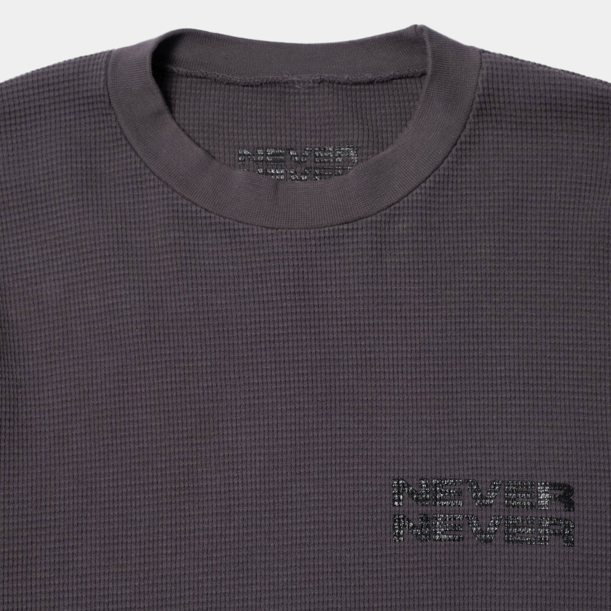 Never Never Waffle Stack LS Tee - Washed Black