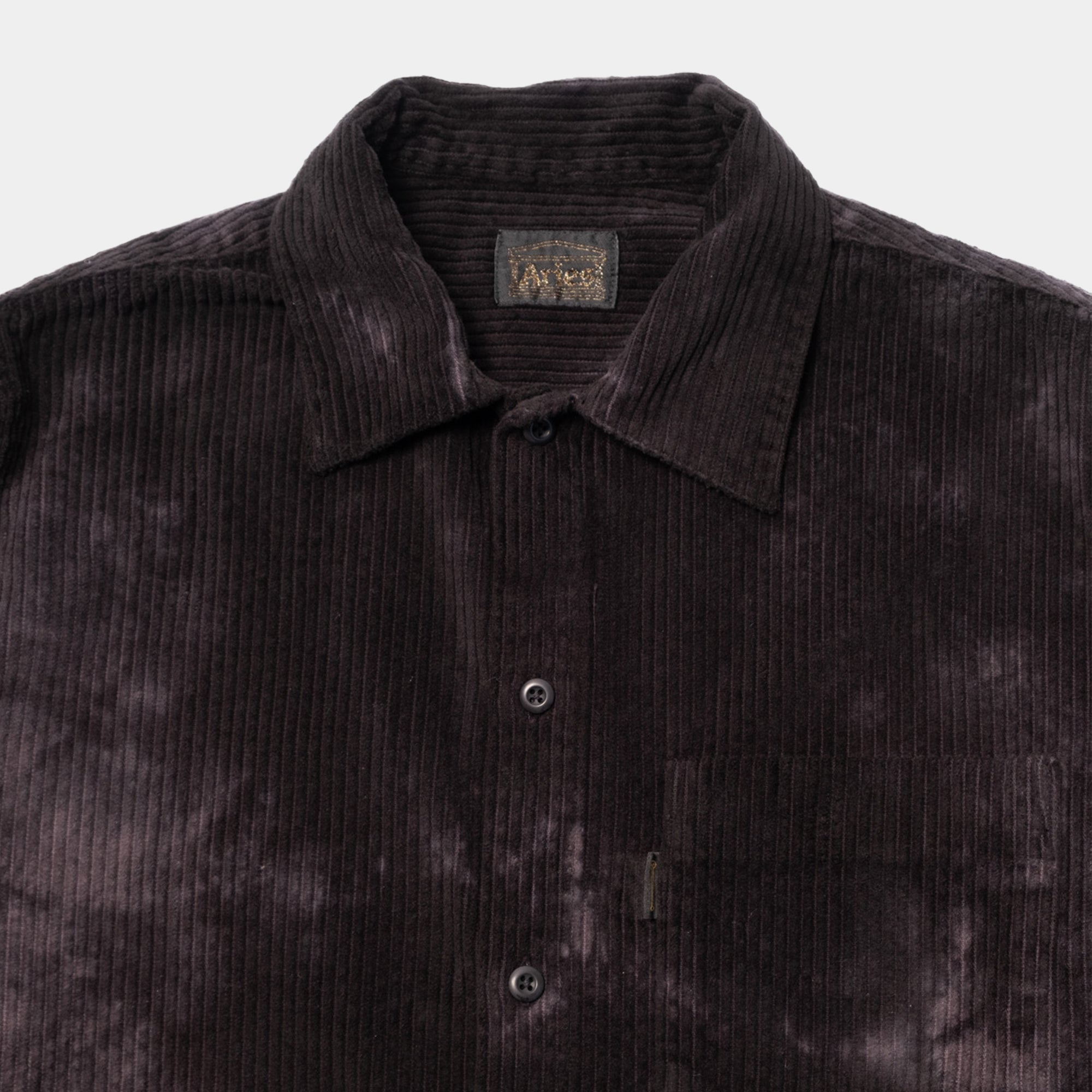 Aries Black Tie Dye Corduroy LS Uniform Shirt - Grey/Black