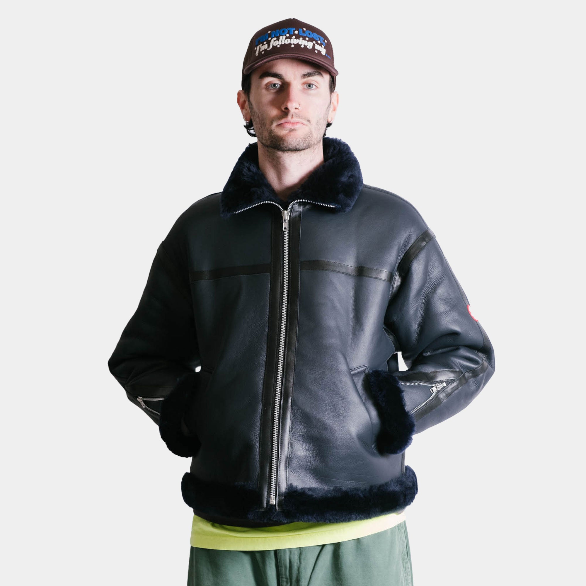 Cav Empt Sheepskin Bomber Jacket - Navy