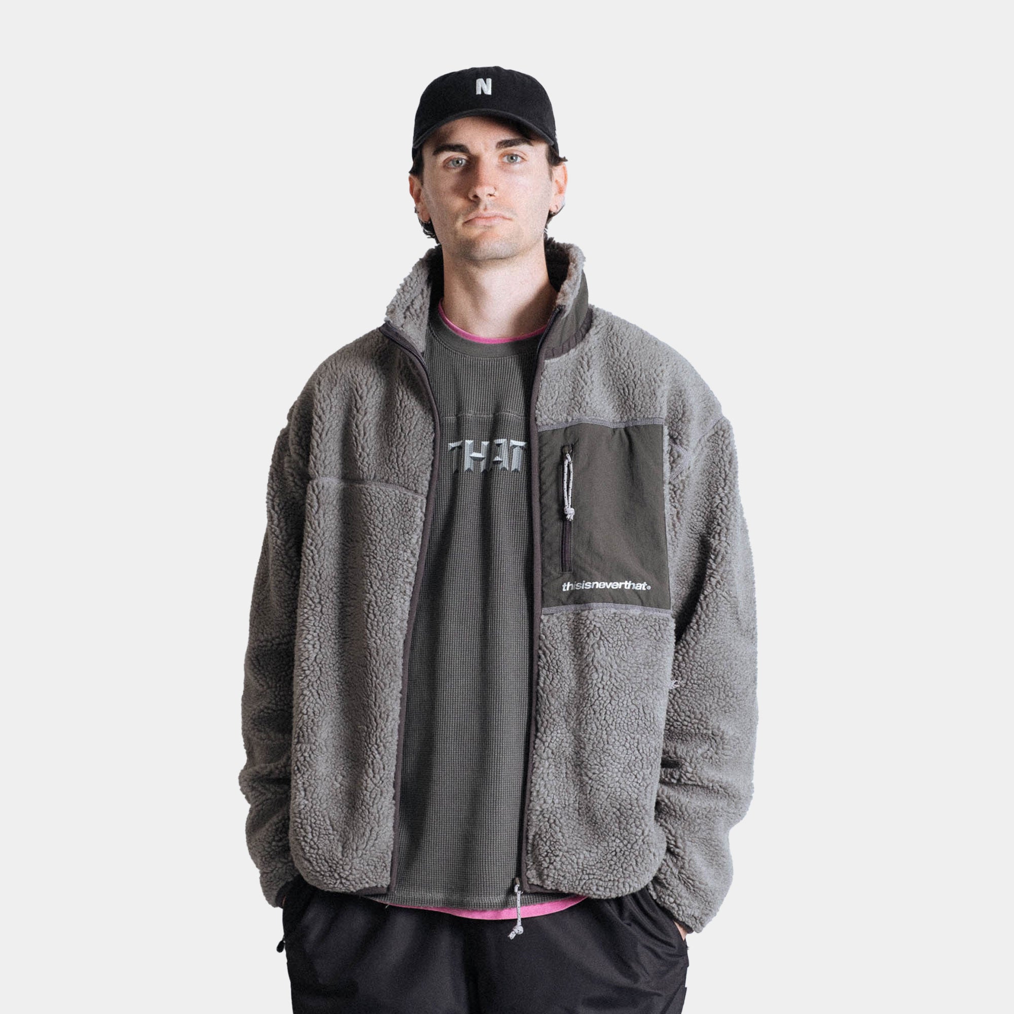 thisisneverthat SP Sherpa Fleece Jacket Charcoal