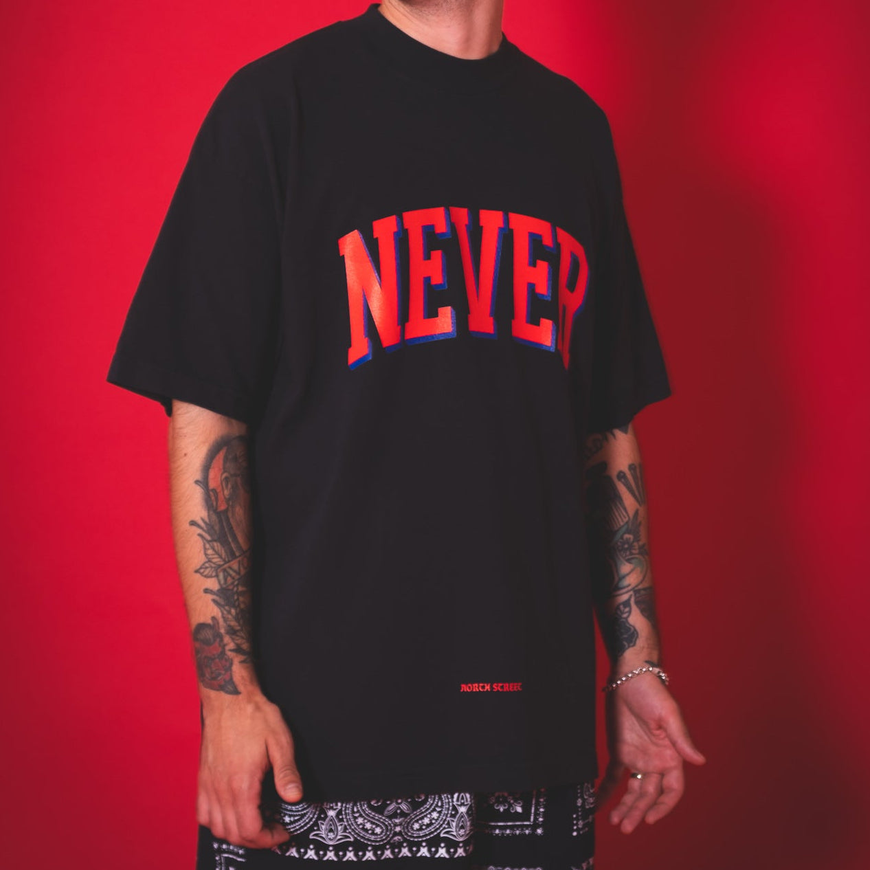Never Never x High Society Tee - NEVER FRONT