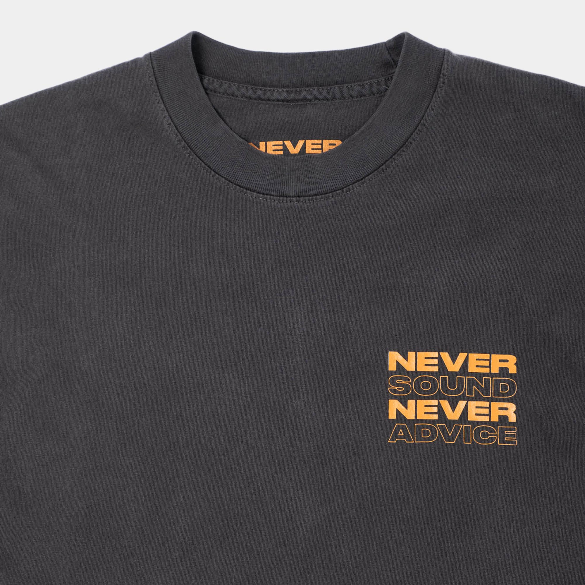 Never Never/Sound Advice Tee - Washed Black