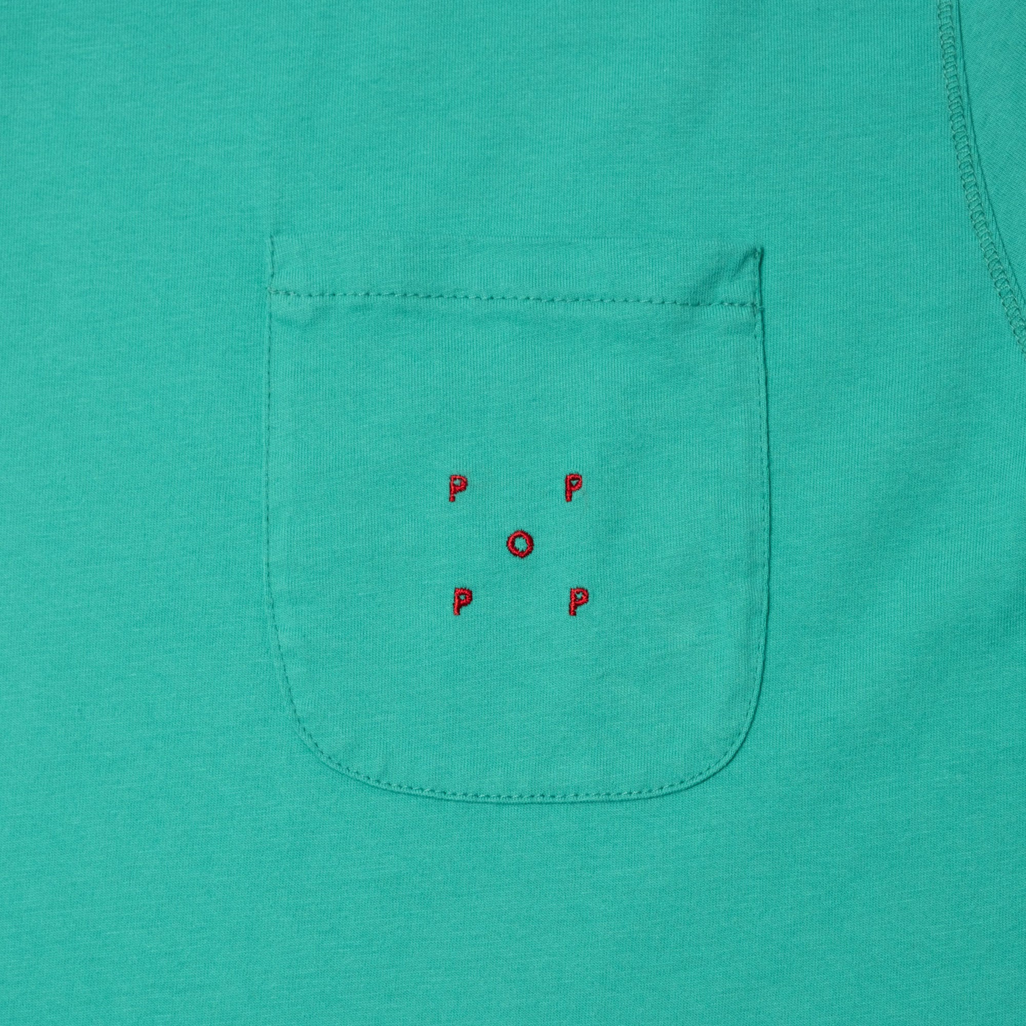 Pop Trading Company Pocket T-Shirt - Peacock Green/Rio Red