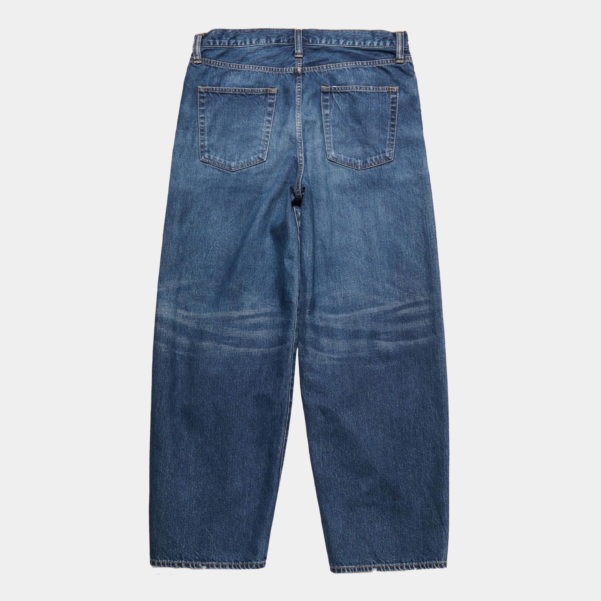 Uniform Experiment Damaged Hem Tuck Wide Straight Jeans - Indigo