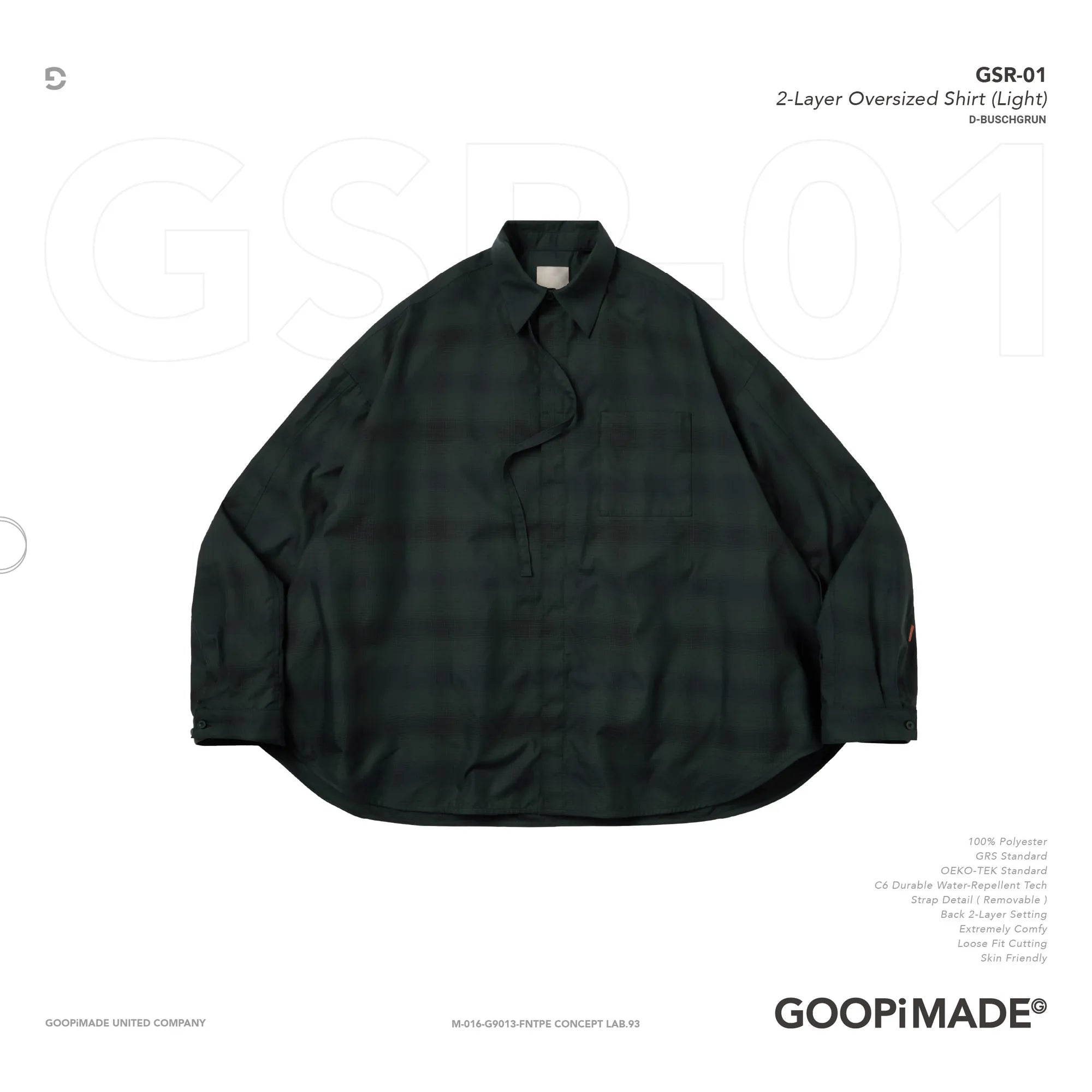 GOOPiMADE GSR-01 2Layer Oversized Shirt - D Buschgrun