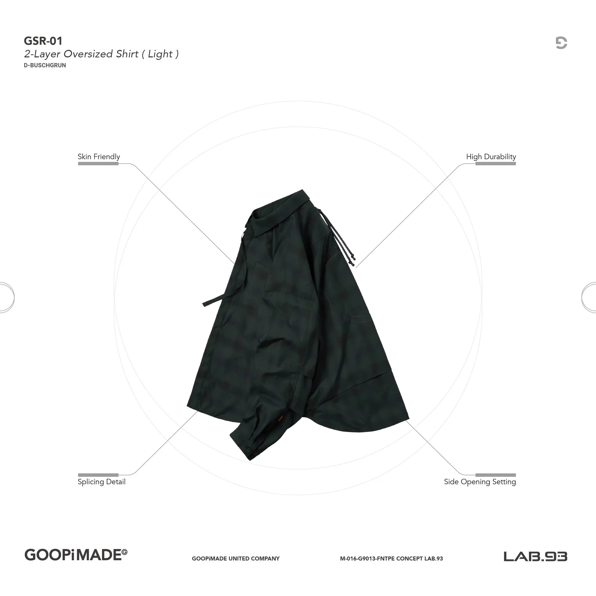 GOOPiMADE GSR-01 2Layer Oversized Shirt - D Buschgrun