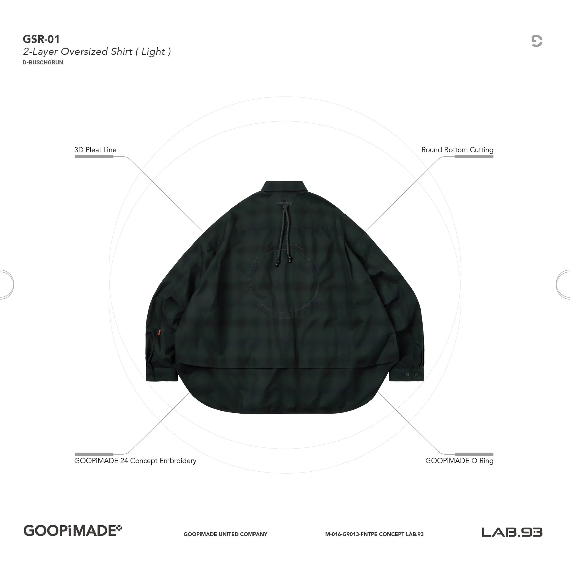 GOOPiMADE GSR-01 2Layer Oversized Shirt - D Buschgrun