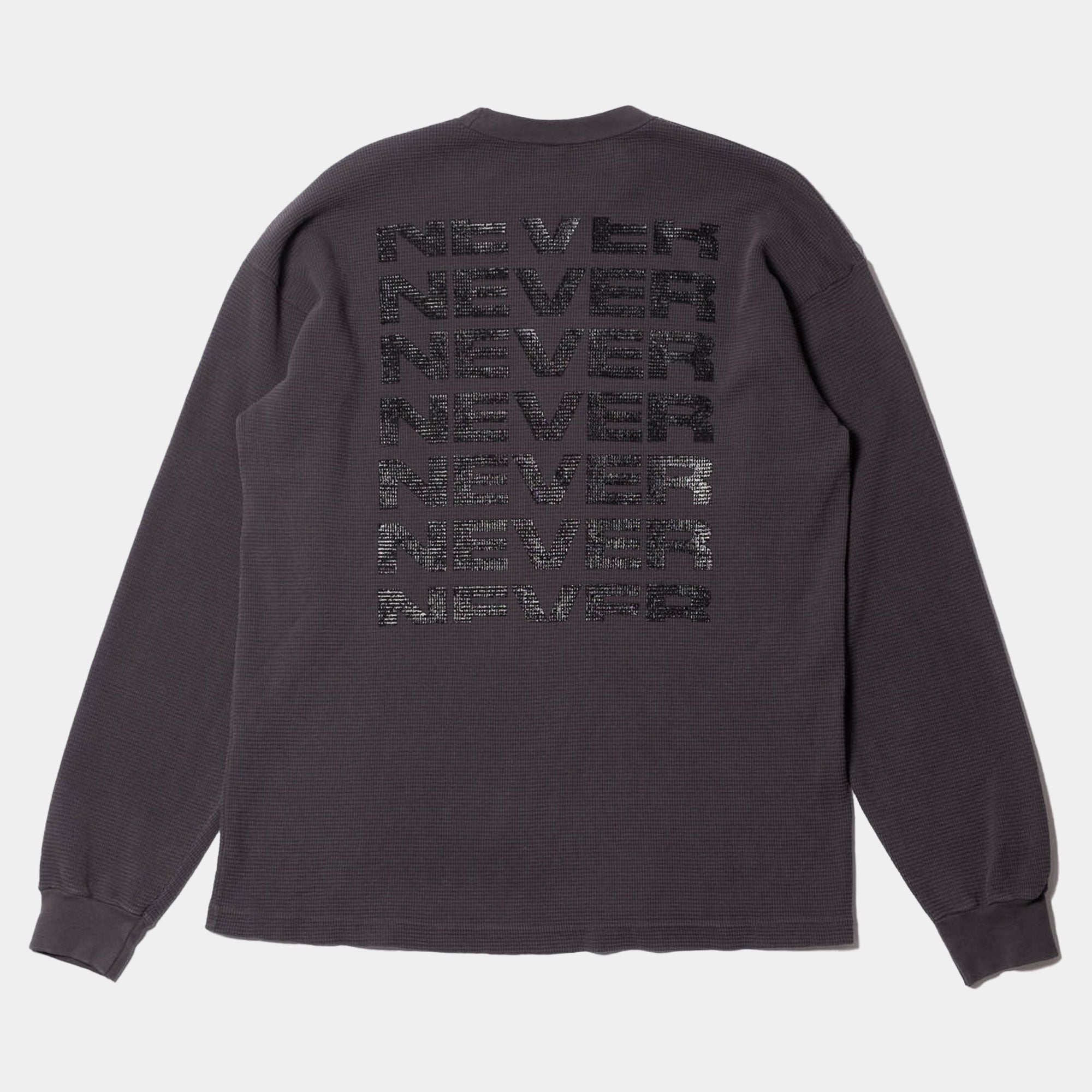 Never Never Waffle Stack LS Tee - Washed Black